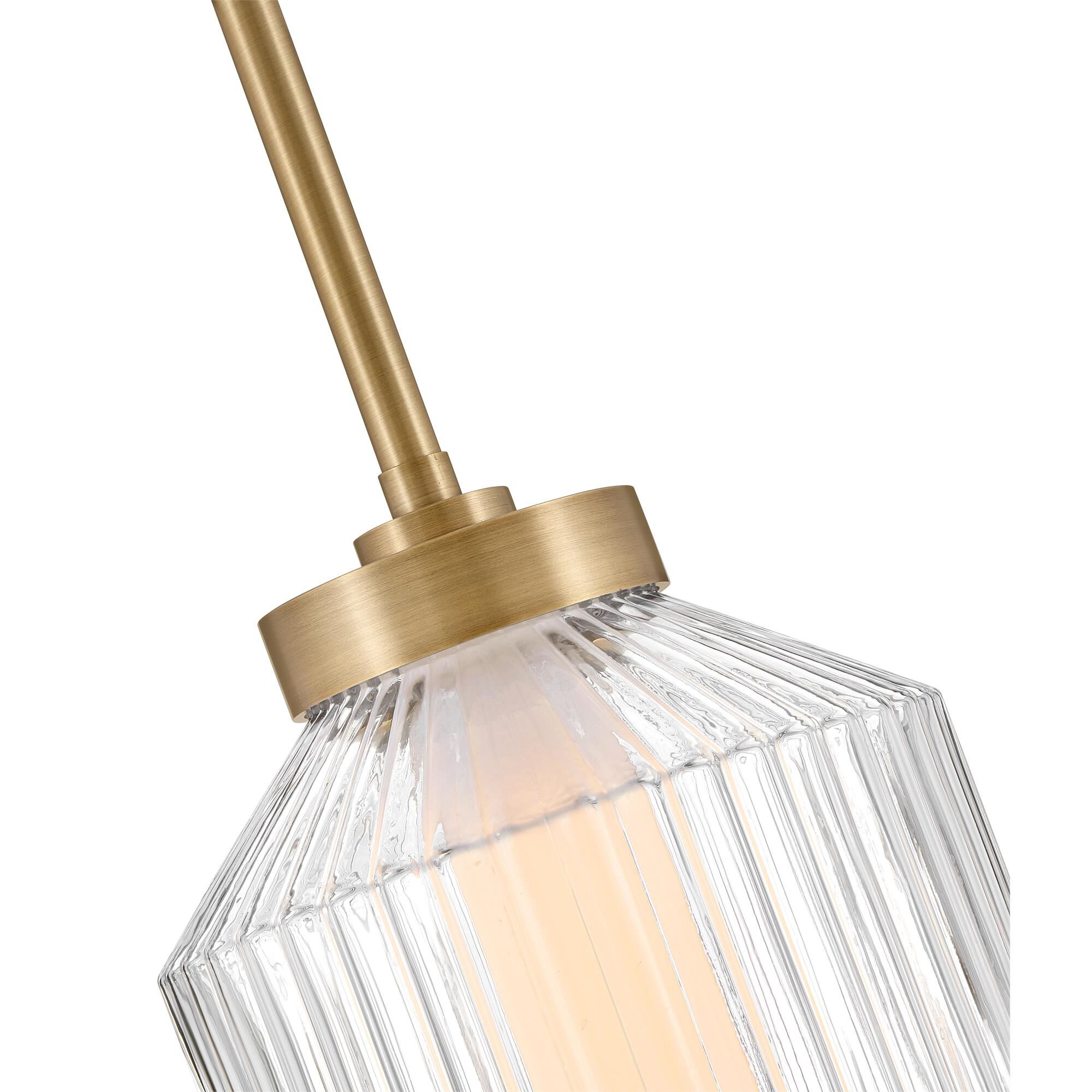 Shown in Lacquered Brass finish and Clear Ribbed glass
