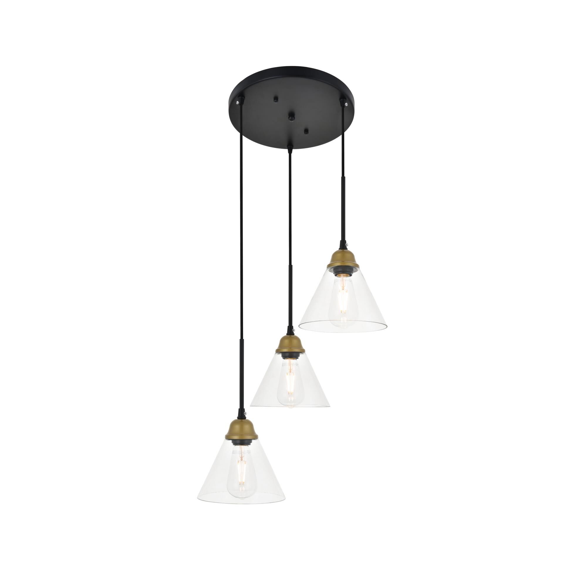 Histoire 17 Inch 3 Light Multi Light Pendant by Elegant Lighting