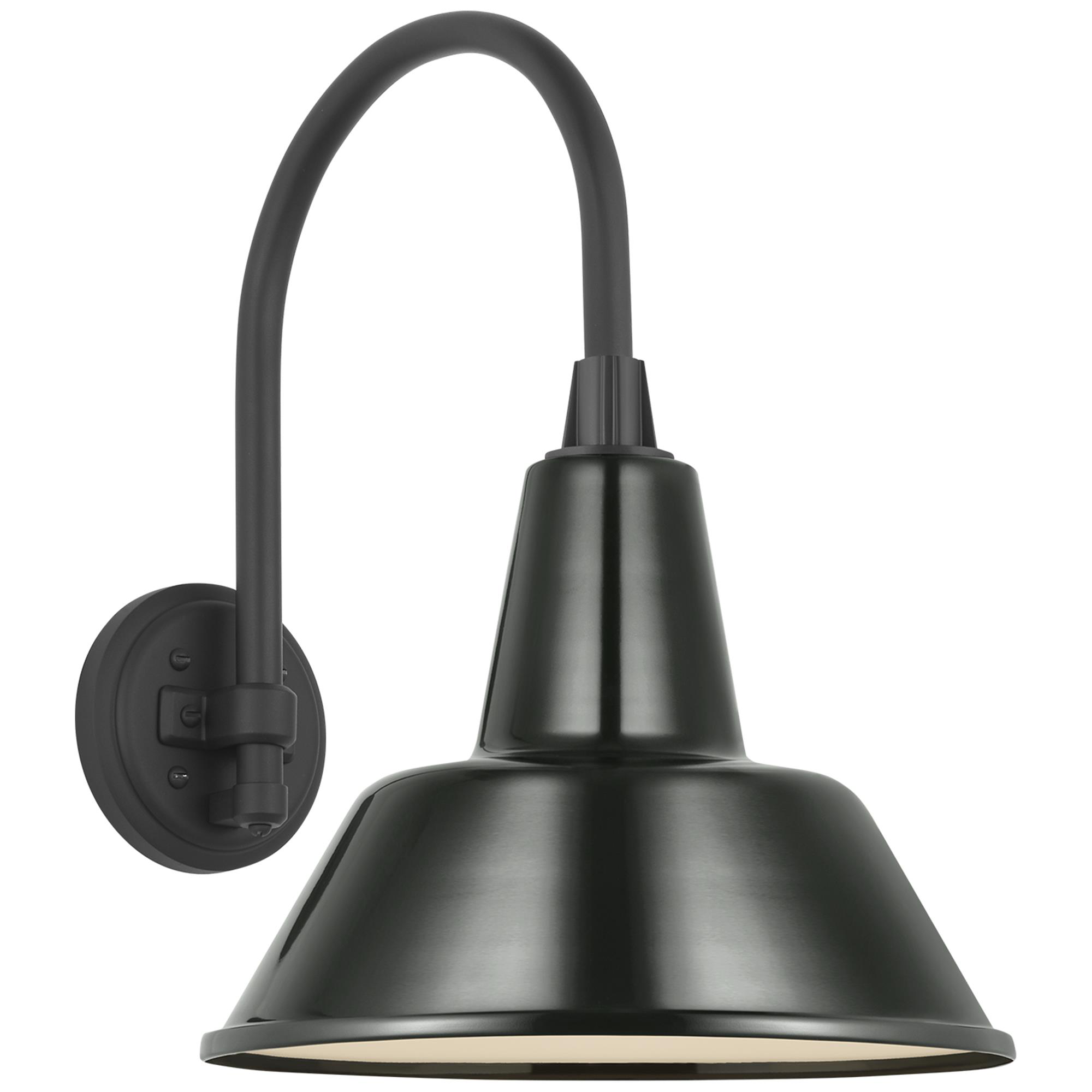 Shown in Matte Black finish and Green Bowers shade