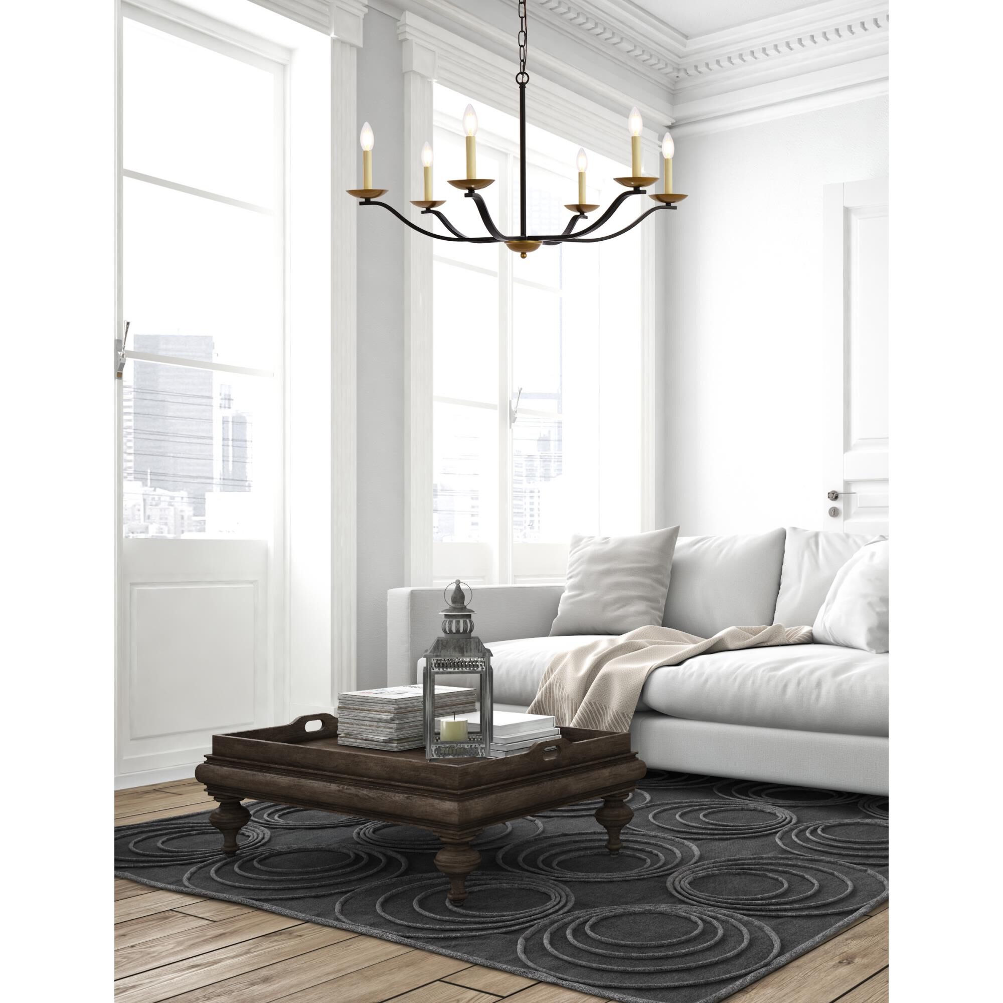 Trey 36 Inch 6 Light Chandelier by Elegant Lighting