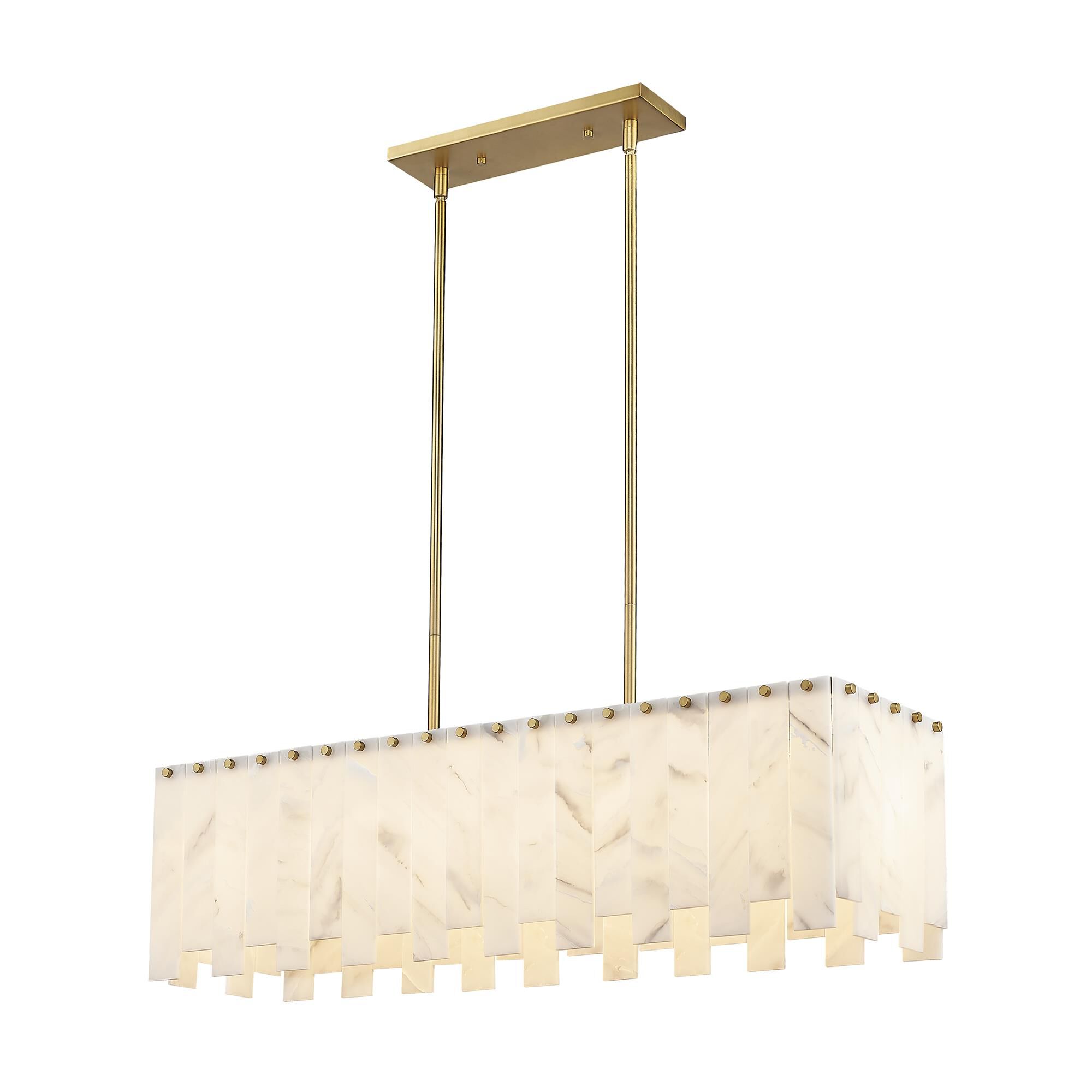 Shown in Rubbed Brass finish and Alabaster Resin shade