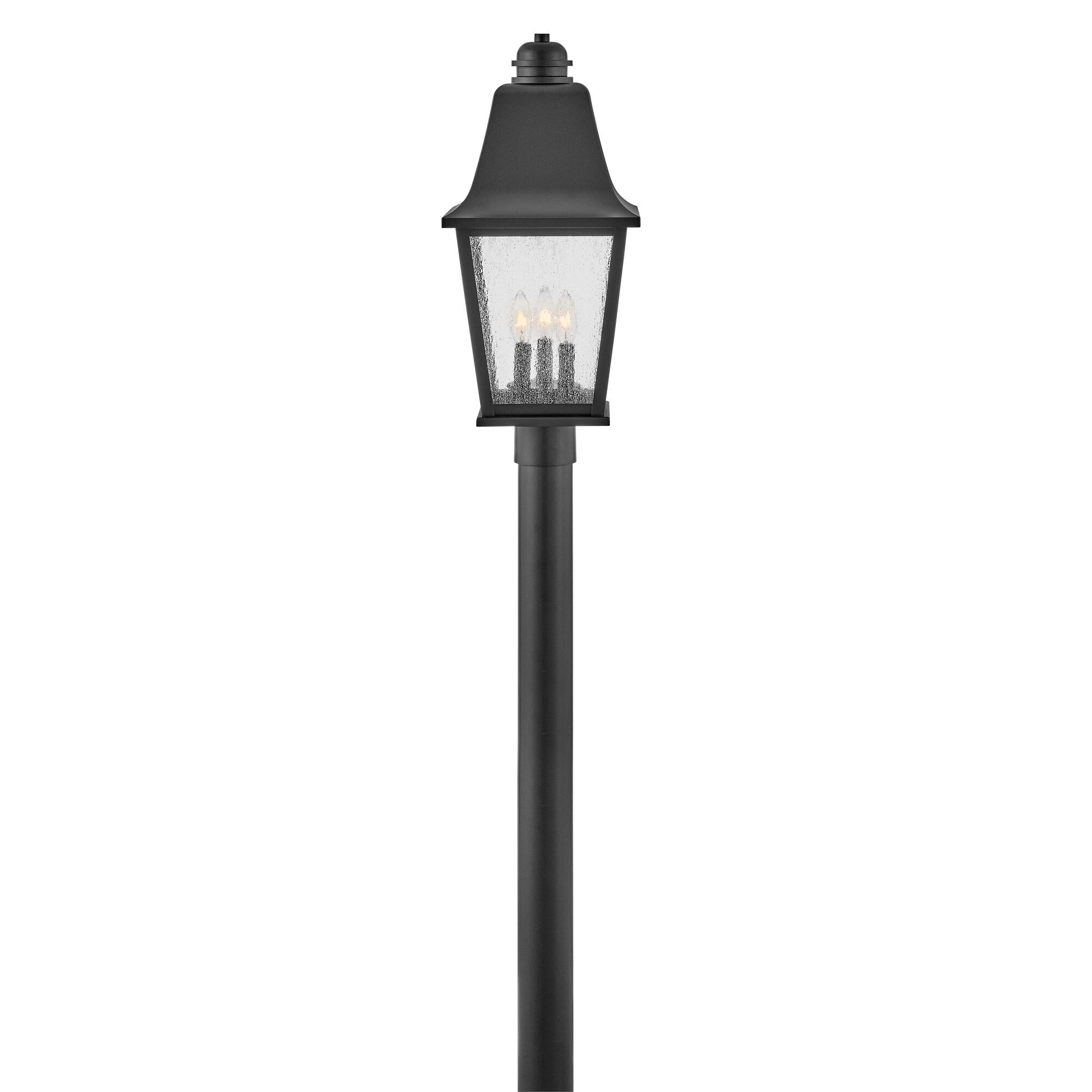 Shown in Black finish and Clear Seedy glass