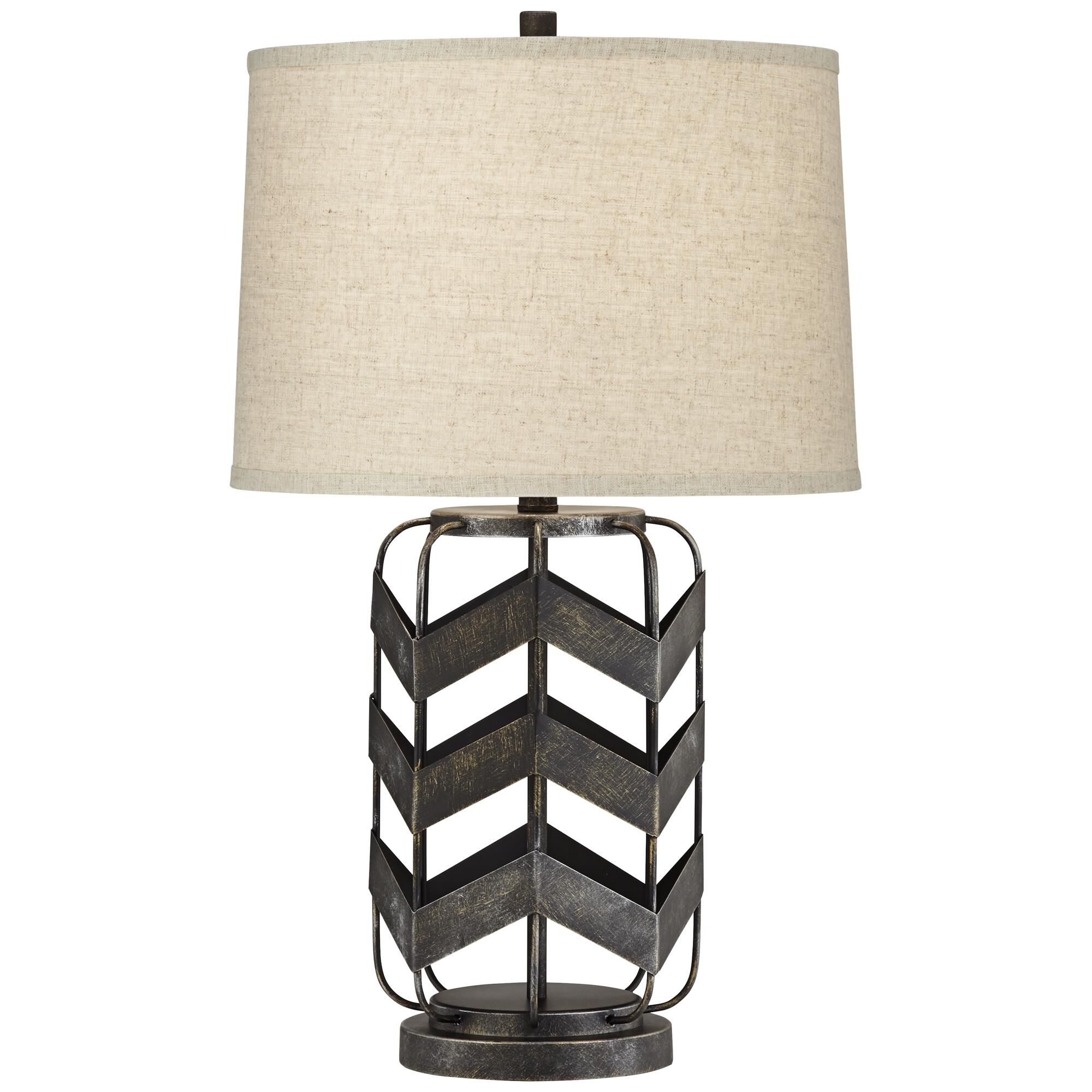 Shown in Black finish and Linen - Beige shade