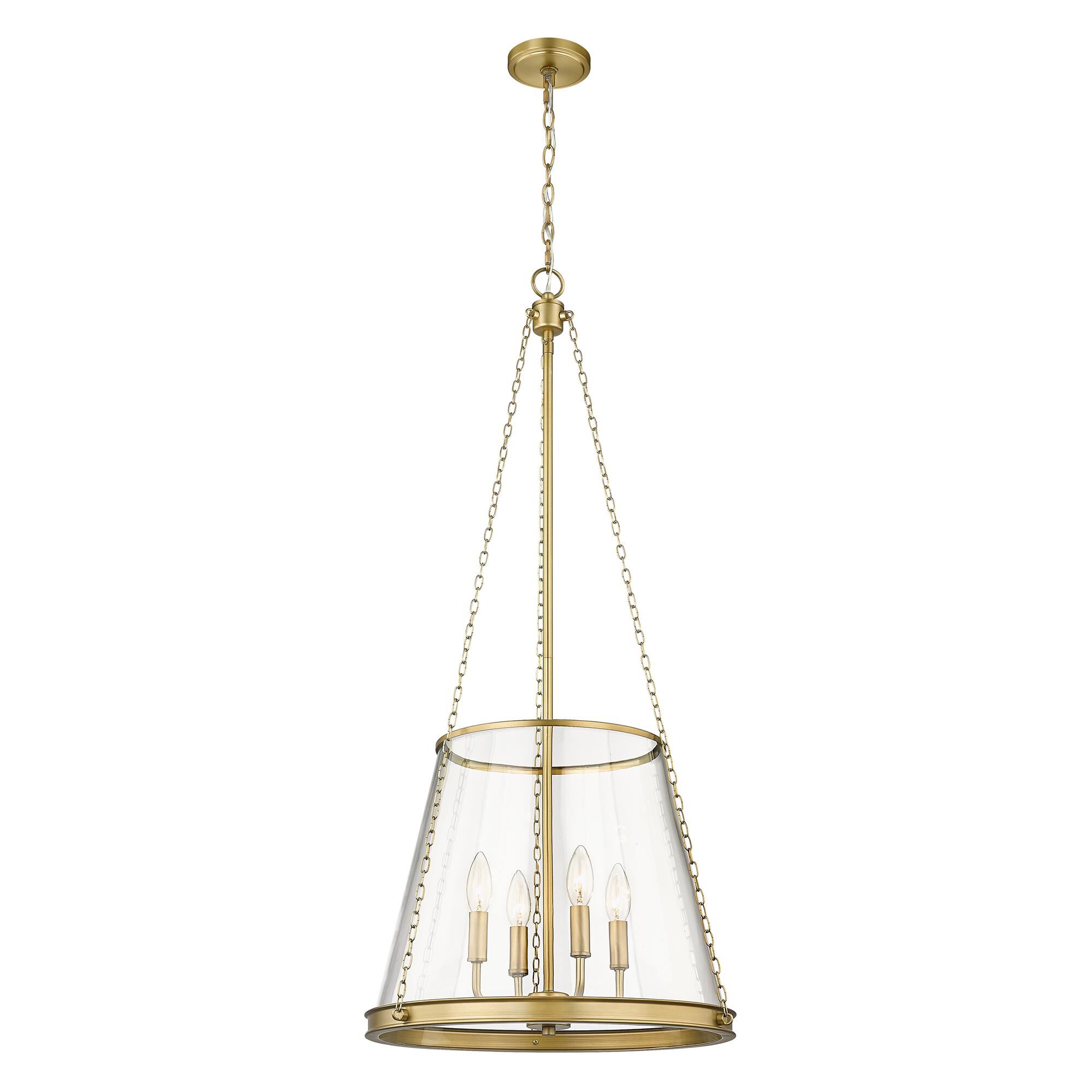 Shown in Rubbed Brass finish and Clear glass