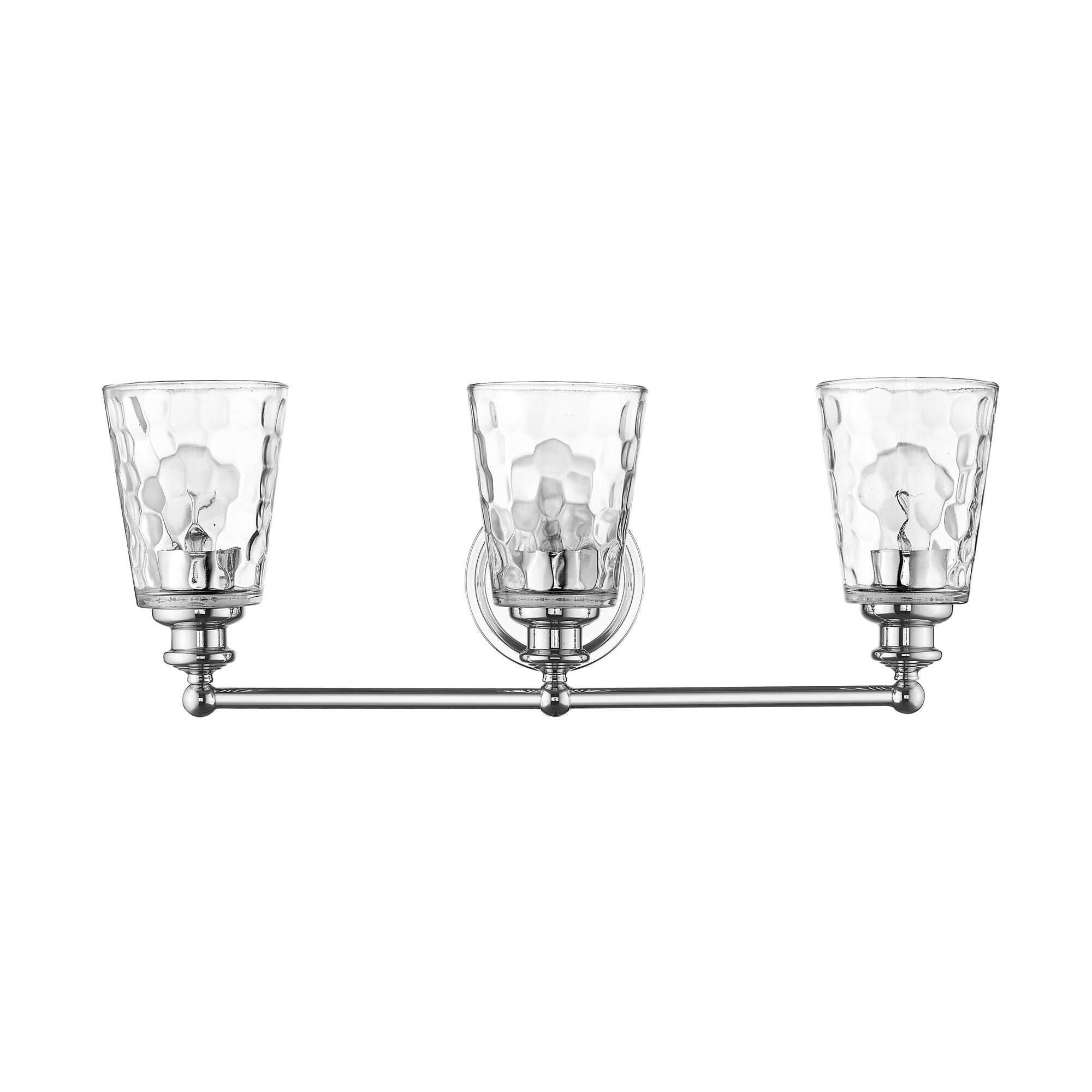 Shown in Chrome finish and Clear glass and Clear, Optic Cone Shaped Glass shade