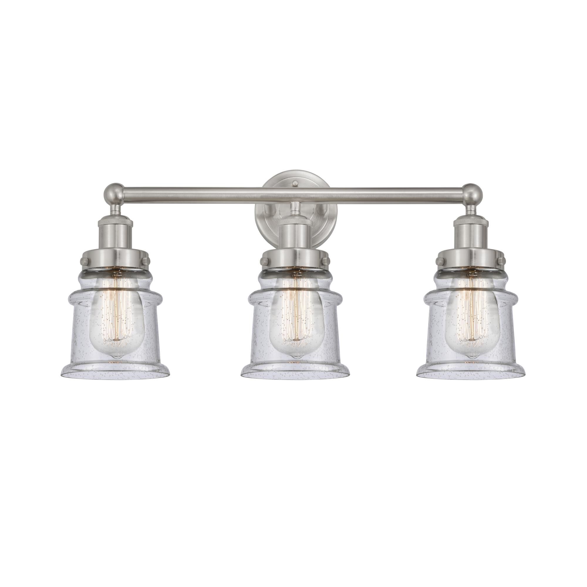 Shown in Brushed Satin Nickel, Seedy finish and Seedy glass and Seedy Glass shade