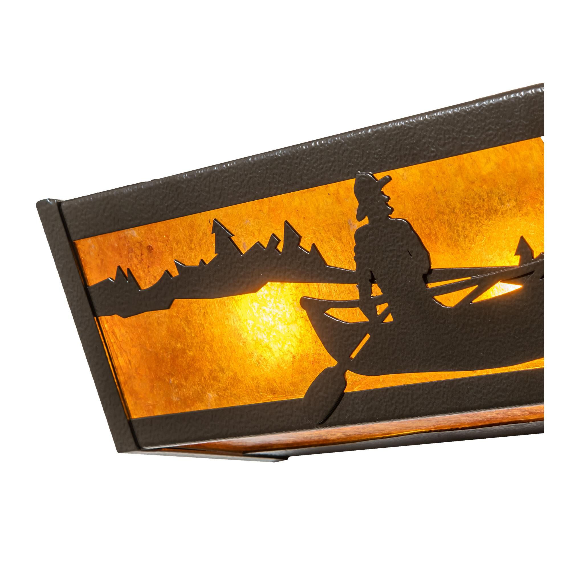 Shown in Timeless Bronze finish and Amber Mica glass