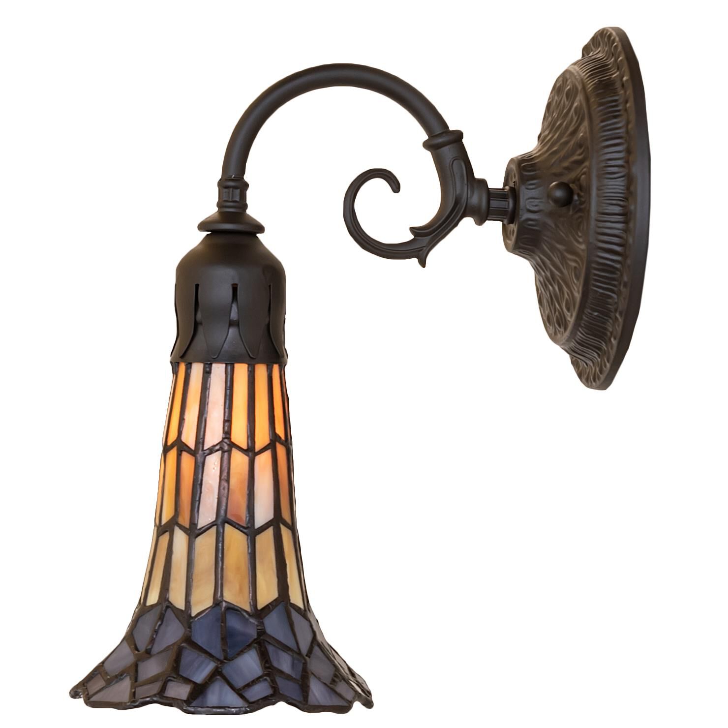 Meyda Lighting Stained Glass Pond Lily 10 Inch Tall Outdoor Wall Light