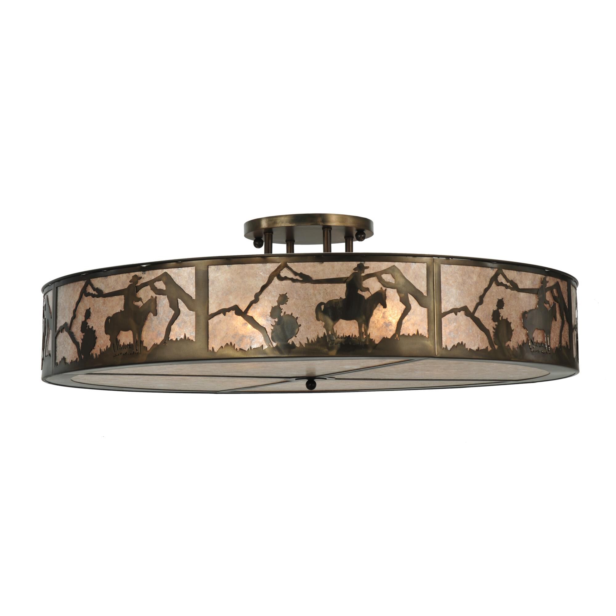 Cowboy 48 Inch 6 Light Semi Flush Mount by Meyda Lighting