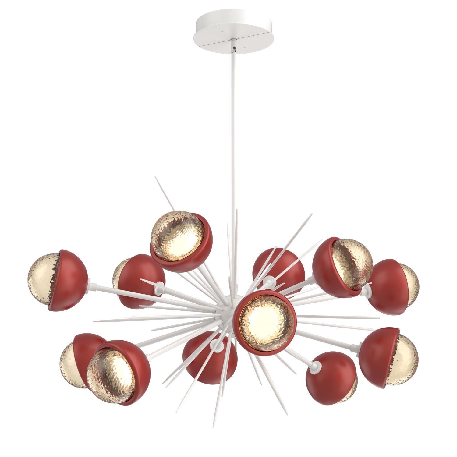 Shown in Salt White finish and Amber glass and Cinnamon Red accent