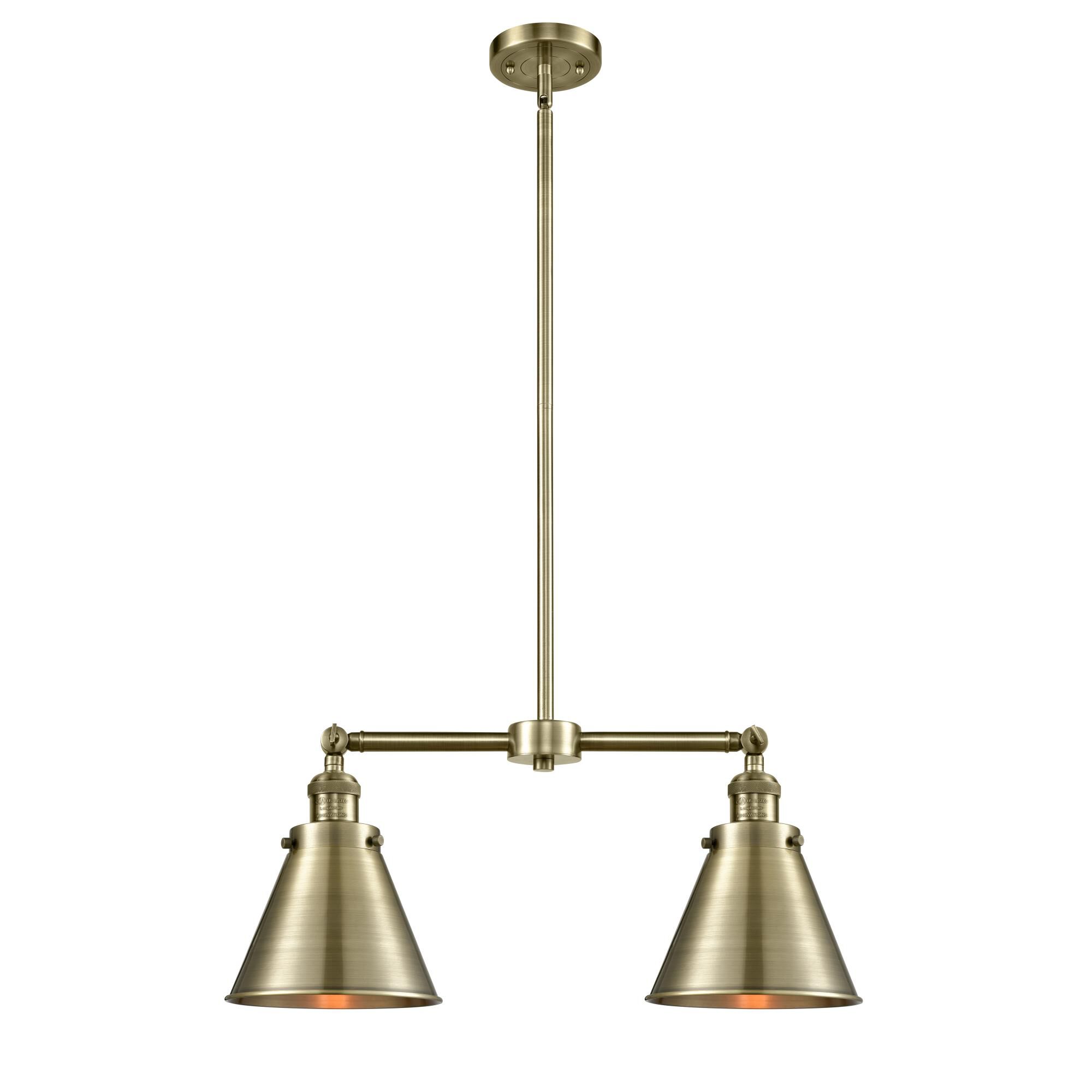 Shown in Antique Brass finish and Metal - Antique Brass - Cone shade