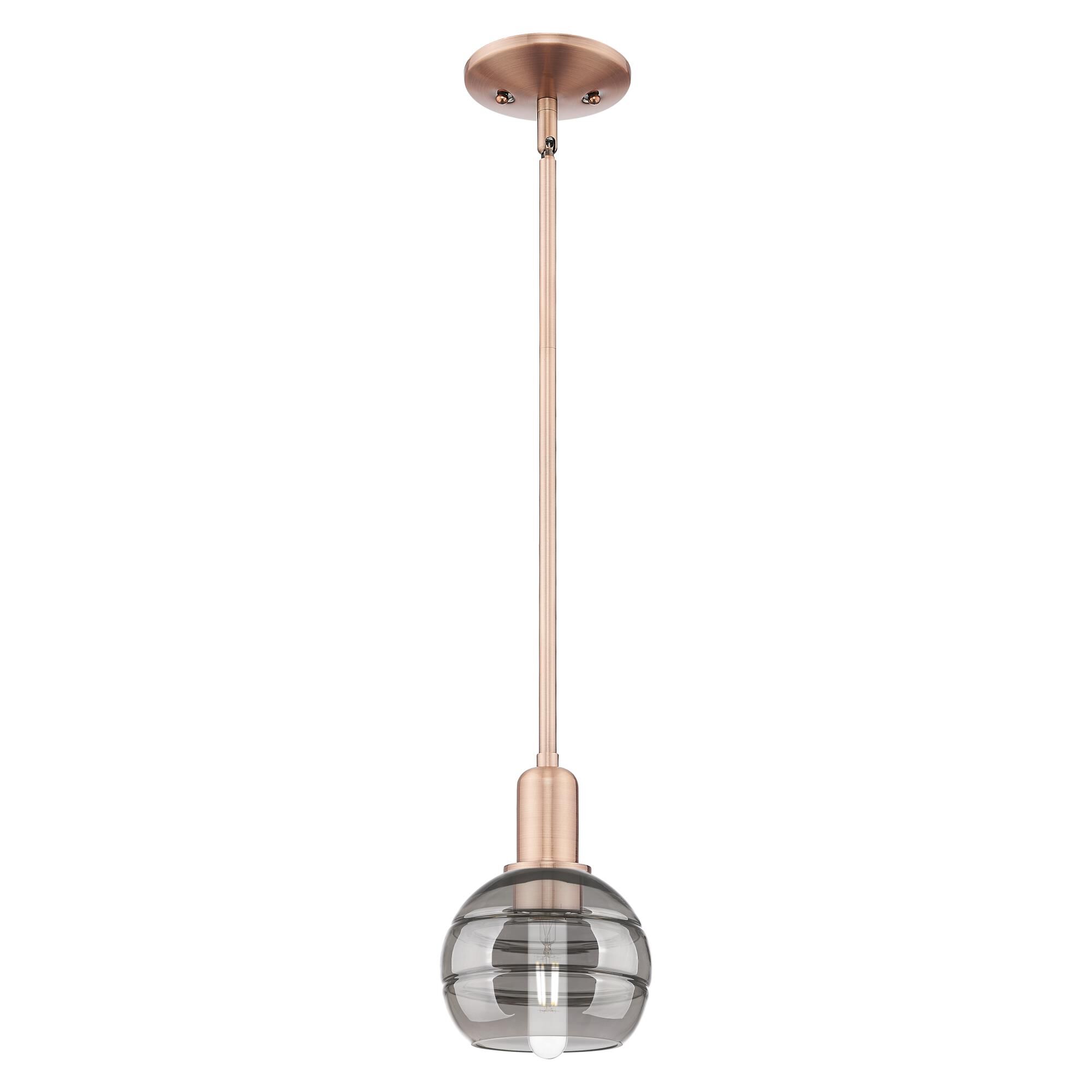 Shown in Antique Copper finish and Light Smoke glass