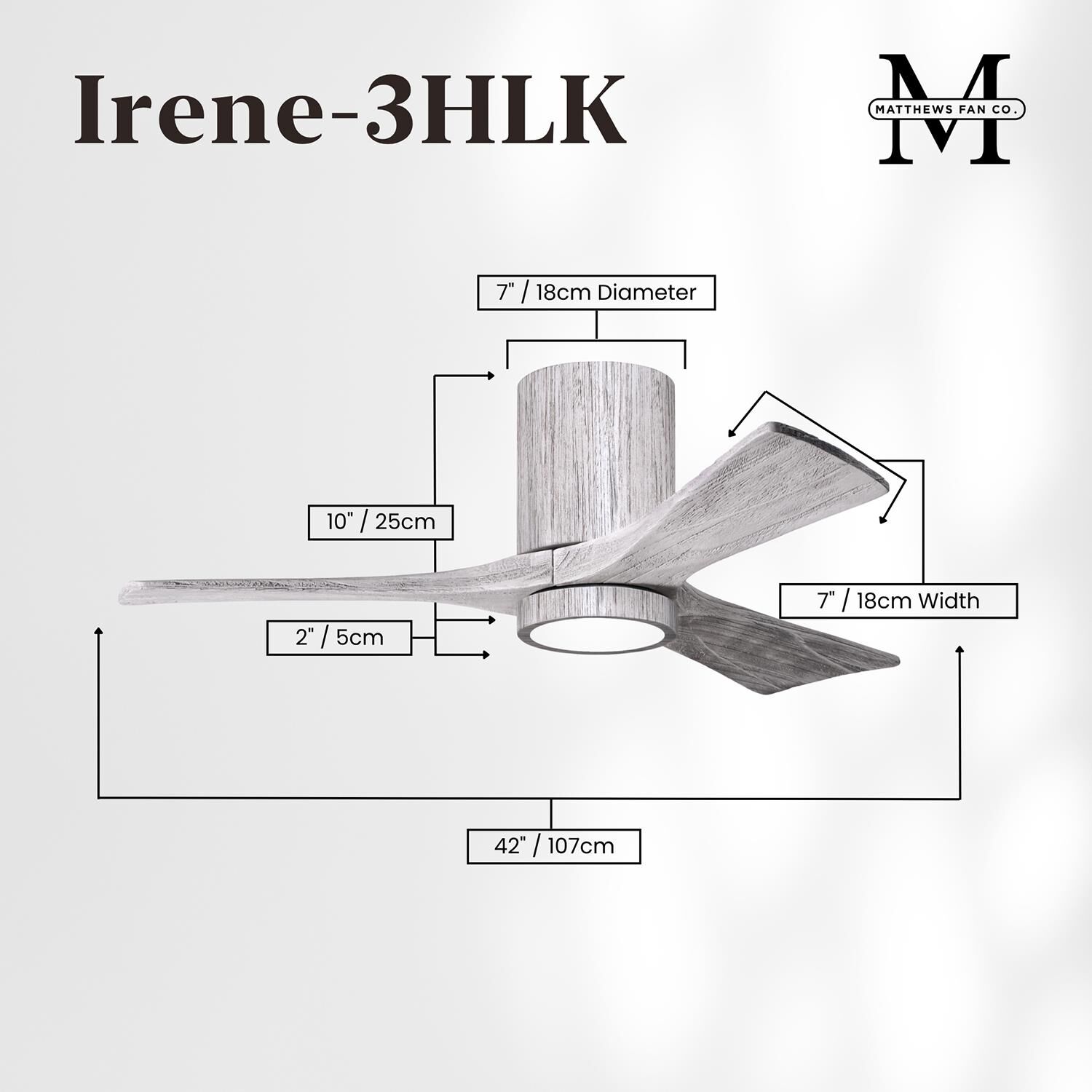 Irene 42 Inch Flush Mount Fan with Light Kit by Matthews Fan Company