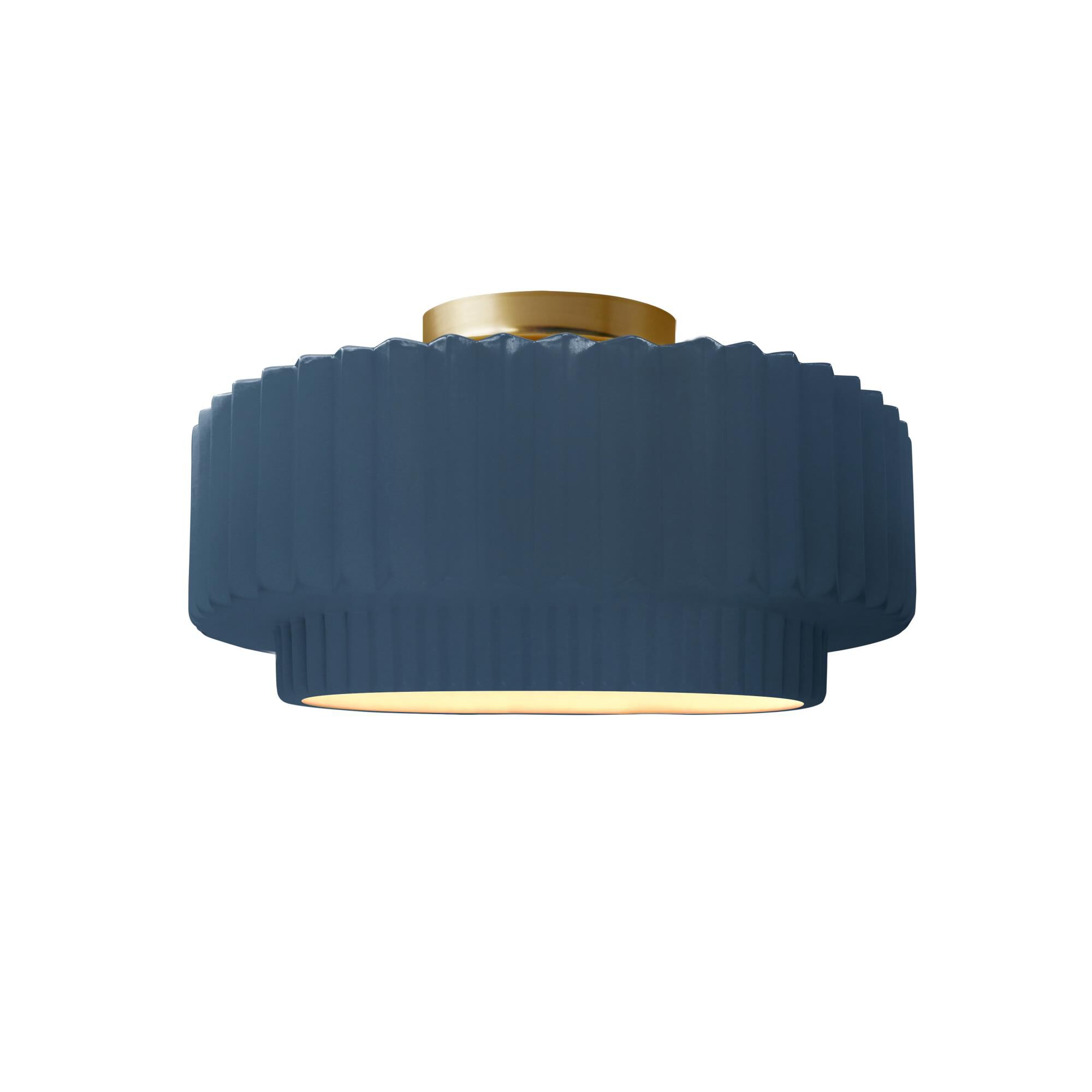 Shown in Brushed Brass finish and Midnight Sky shade
