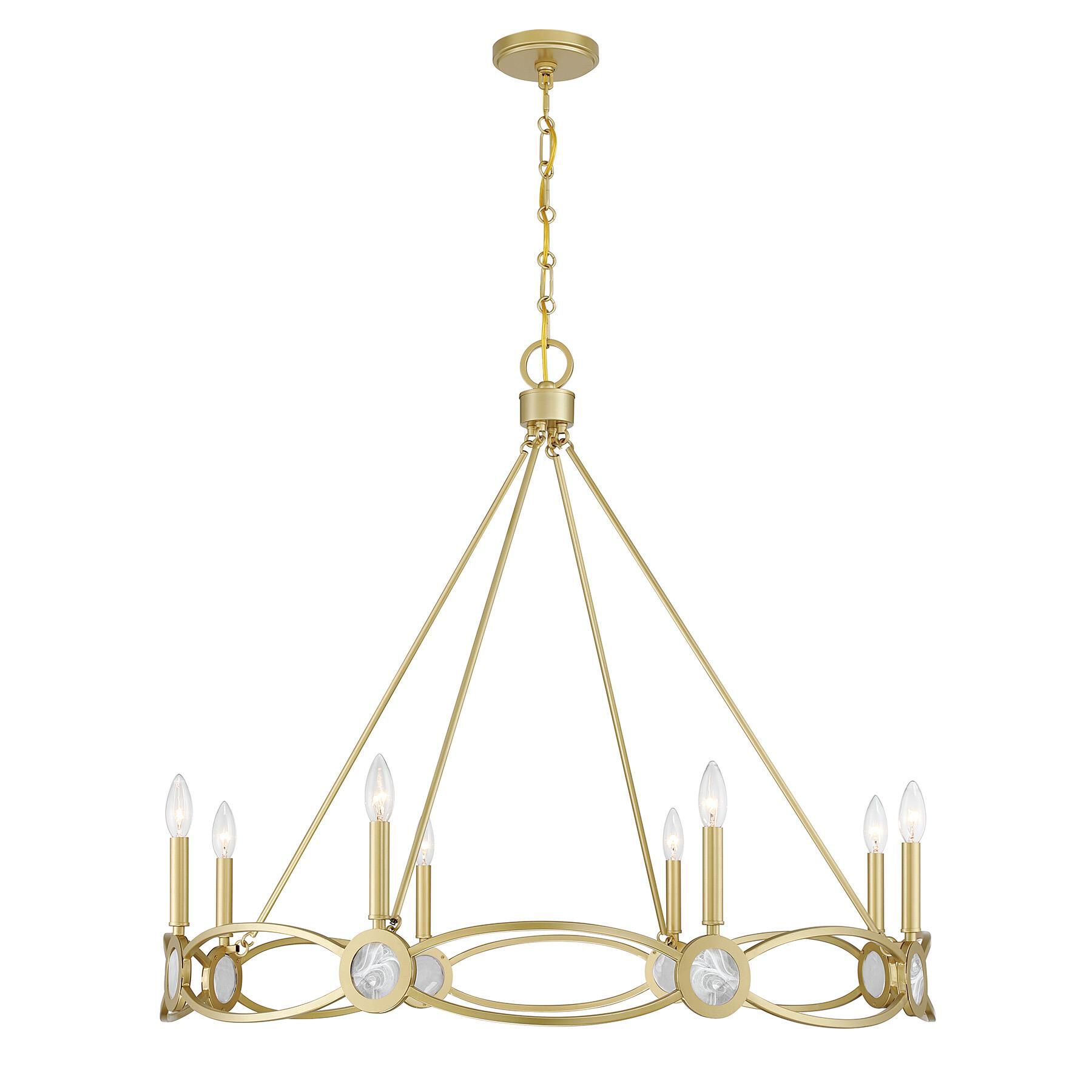 Shown in Spun Gold finish and Strie glass