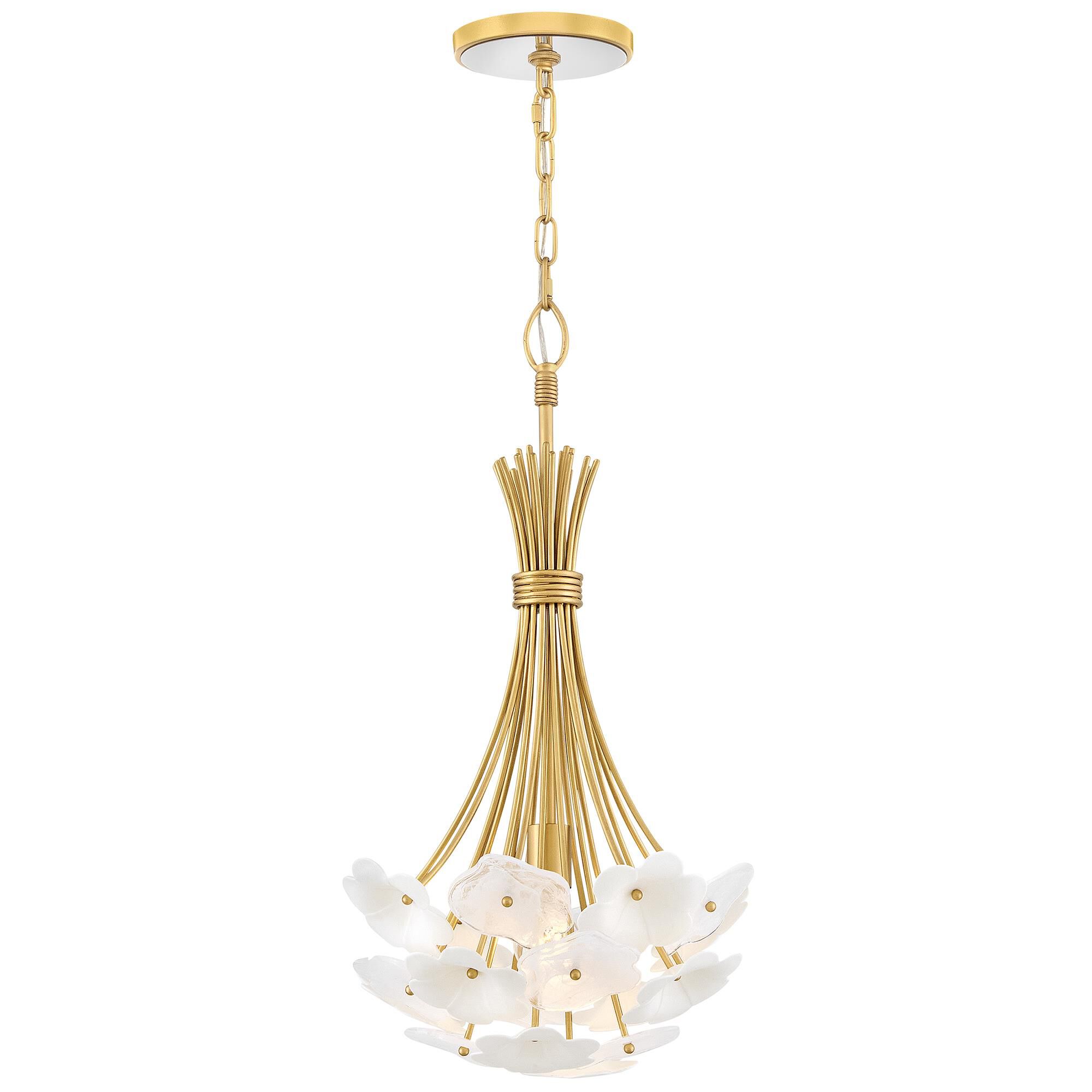 Shown in Deluxe Gold finish and Ceramic And Clear Pressed glass