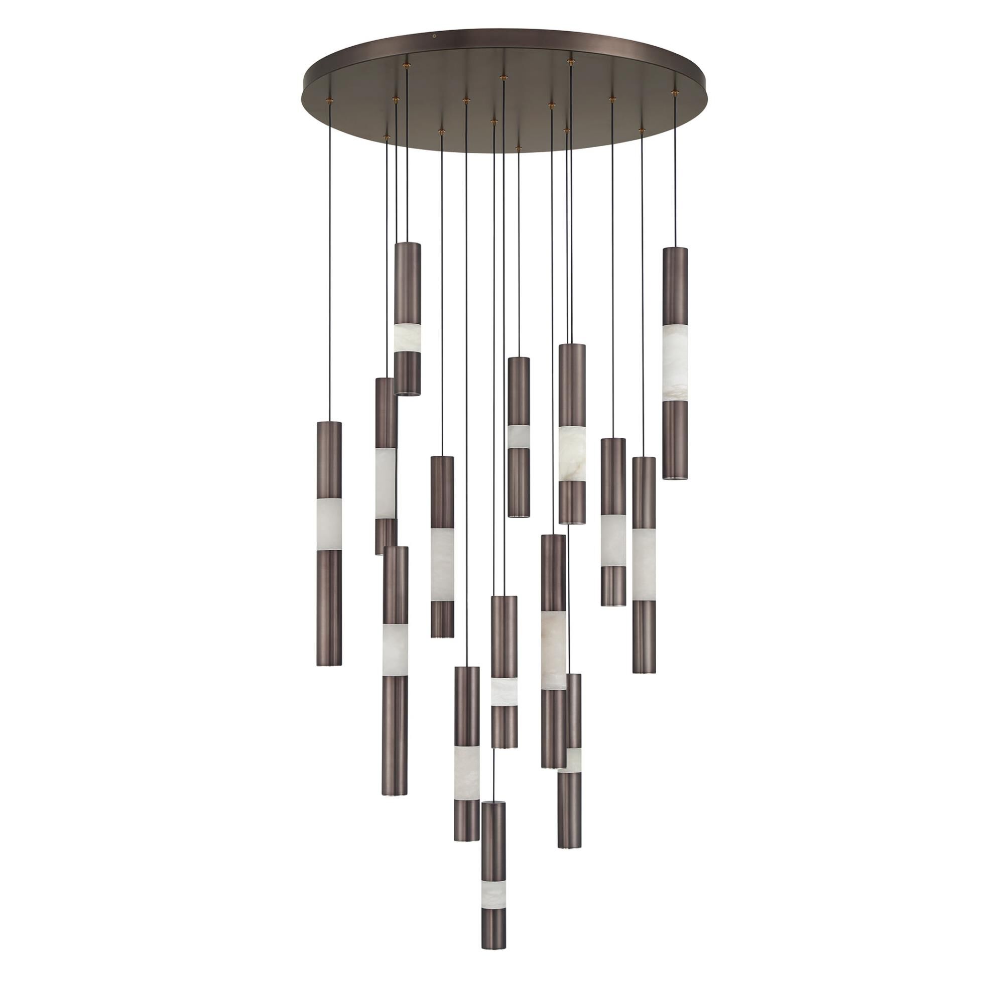 Shown in Harlow Bronze finish and Alabaster glass