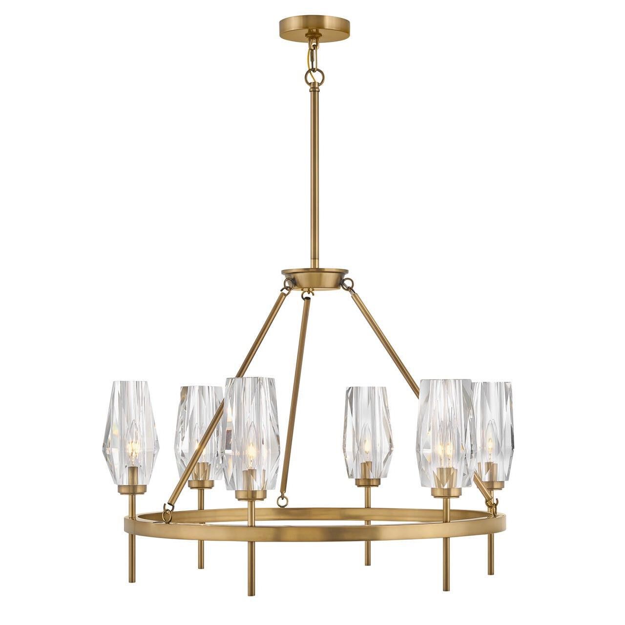 Shown in Heritage Brass finish and Faceted Clear Crystal glass