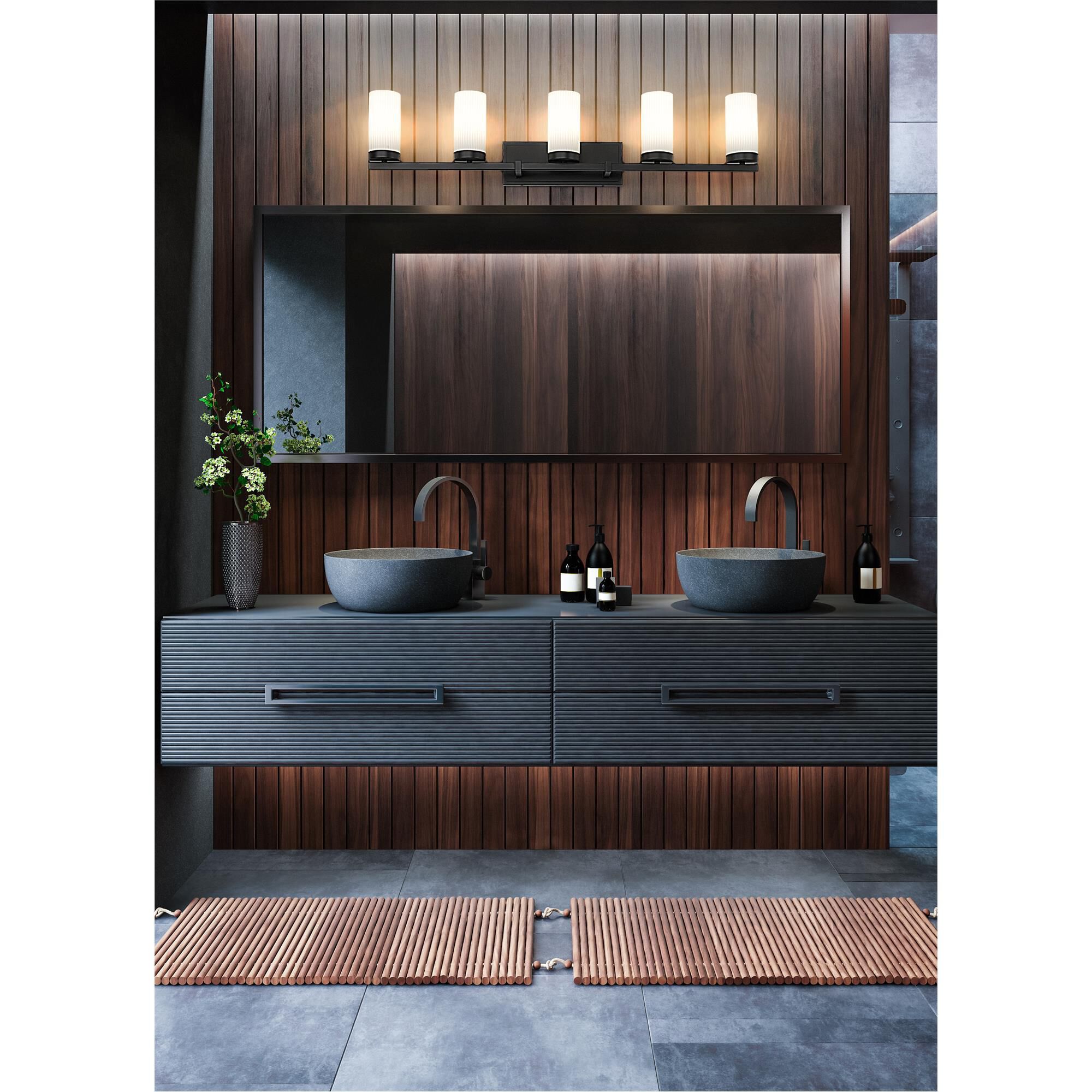 Shown in Matte Black finish and White glass