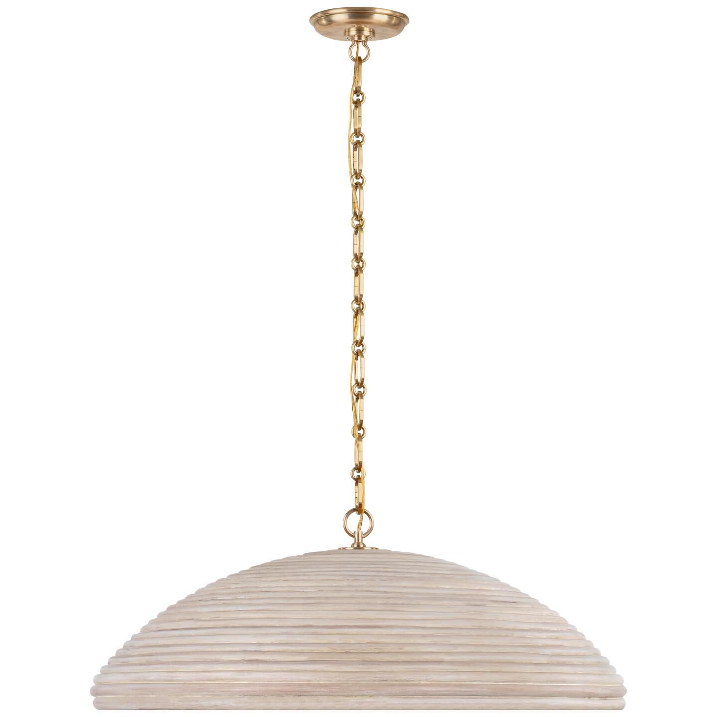 Shown in Hand-Rubbed Antique Brass finish and Ash Rattan shade