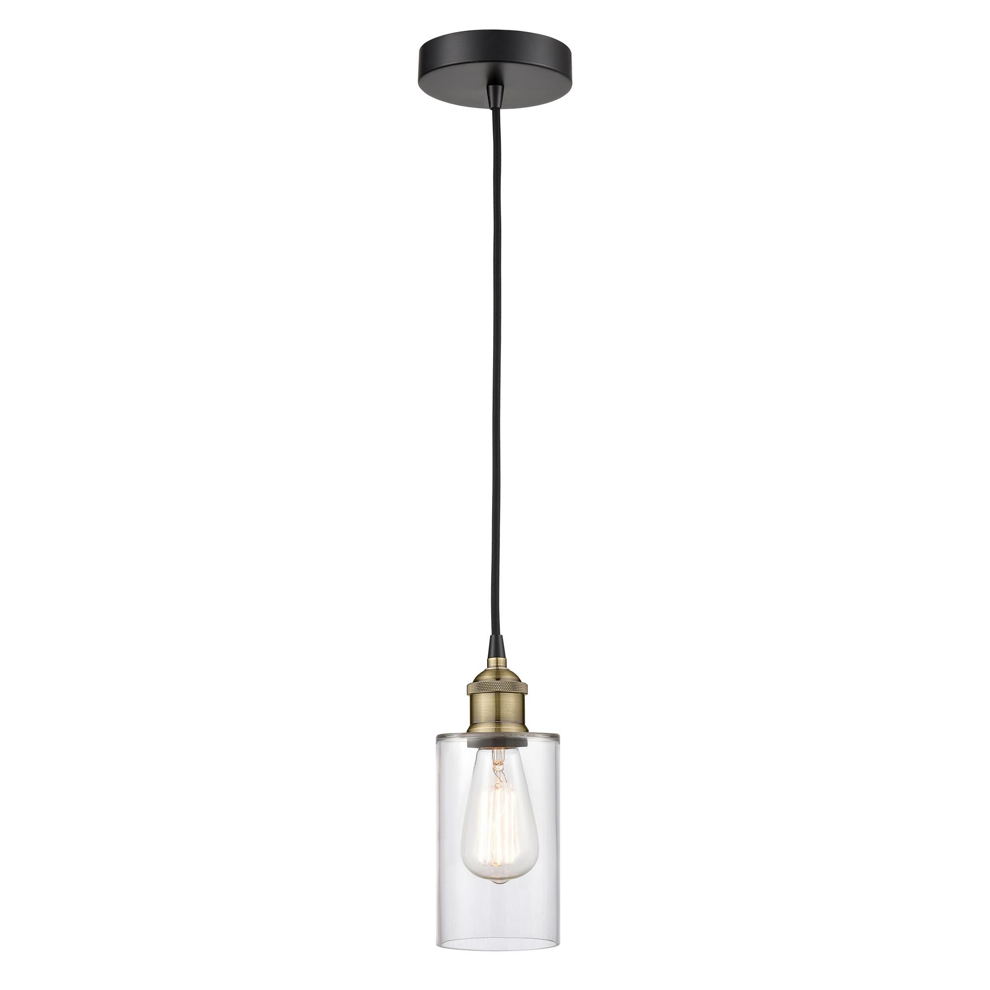 Shown in Black Antique Brass finish and Clear glass