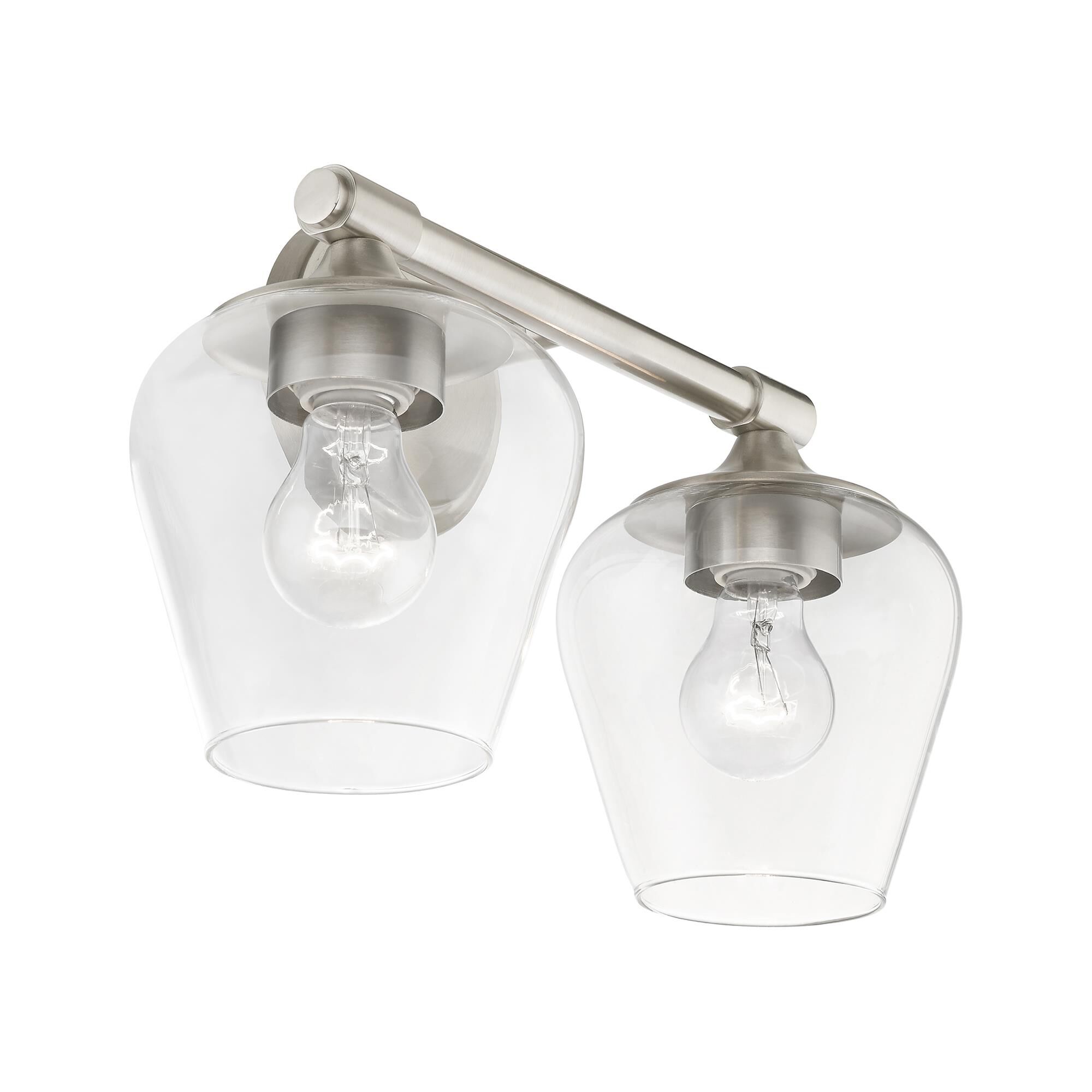Shown in Brushed Nickel finish and Clear glass