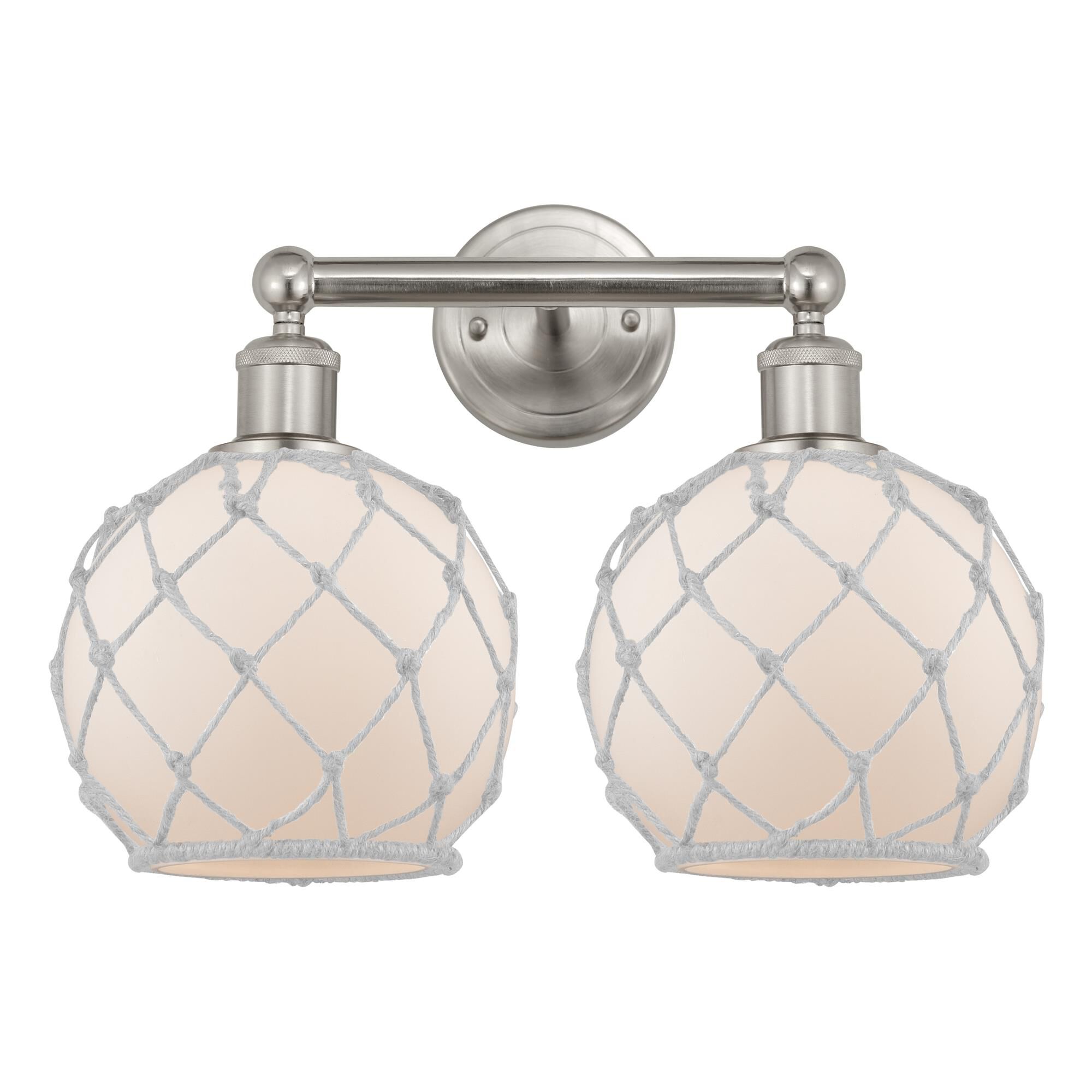 Shown in Brushed Satin Nickel finish and White with White Rope glass