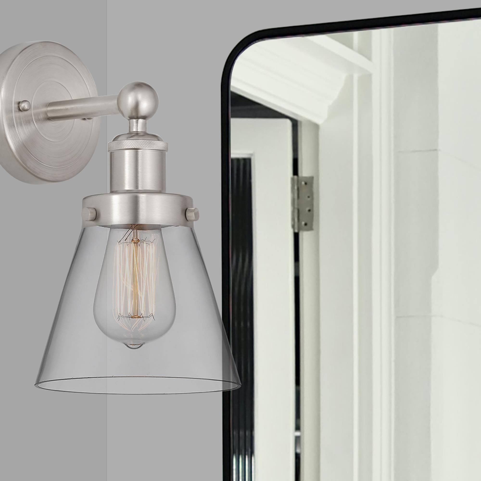 Shown in Brushed Satin Nickel  finish and Clear glass