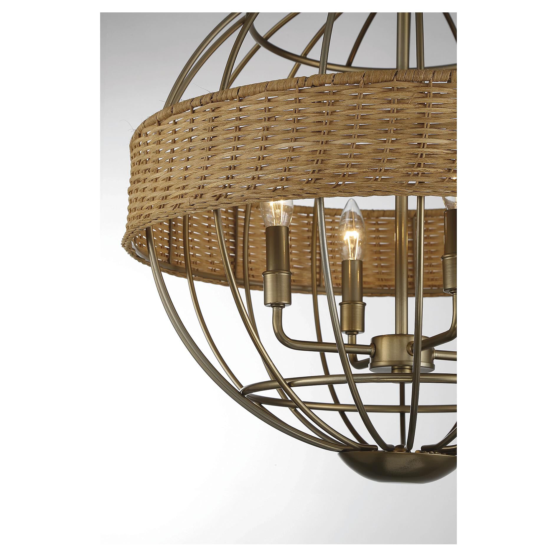 Shown in Warm Brass With Natural Rattan finish
