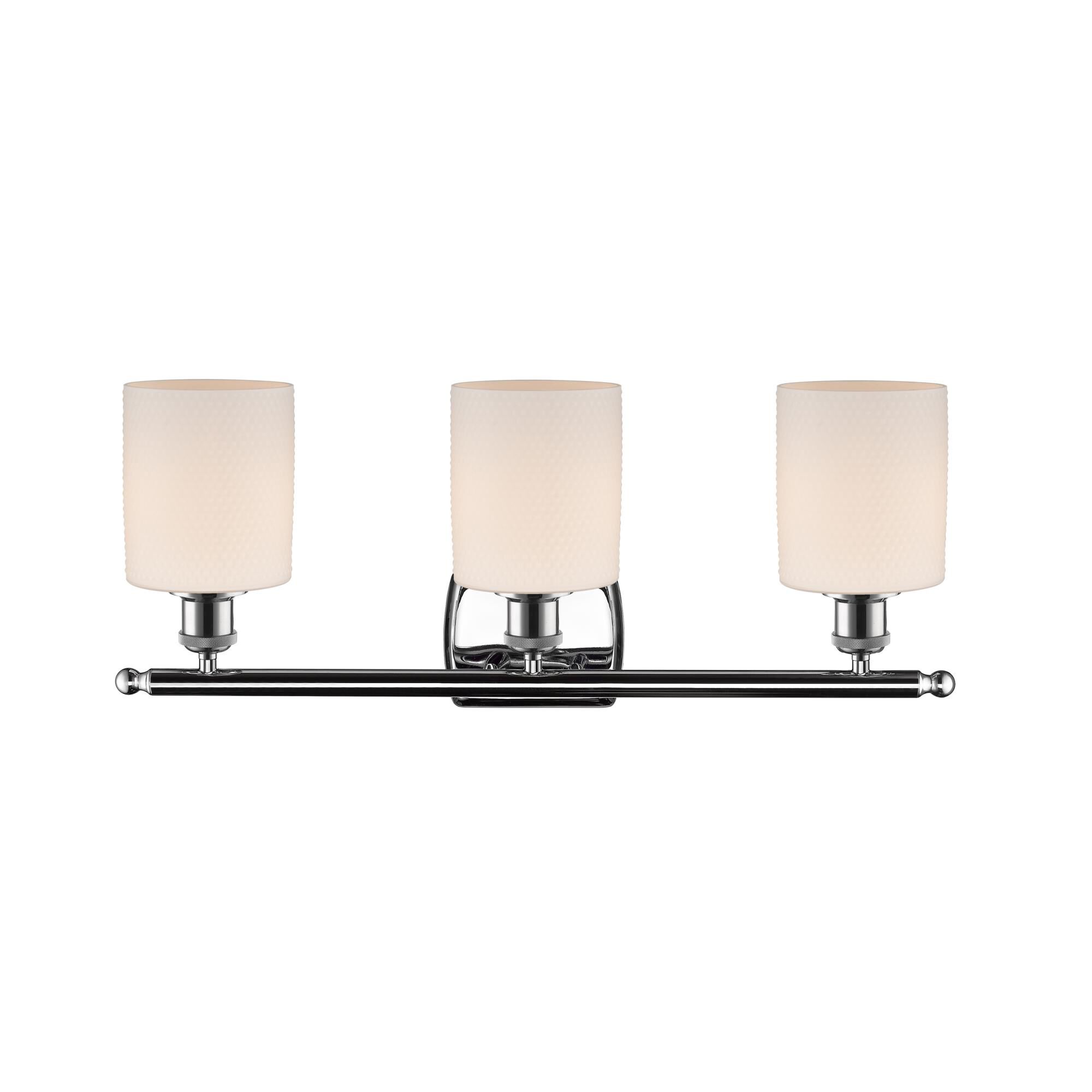 Shown in Polished Chrome finish and Matte White - Drum glass