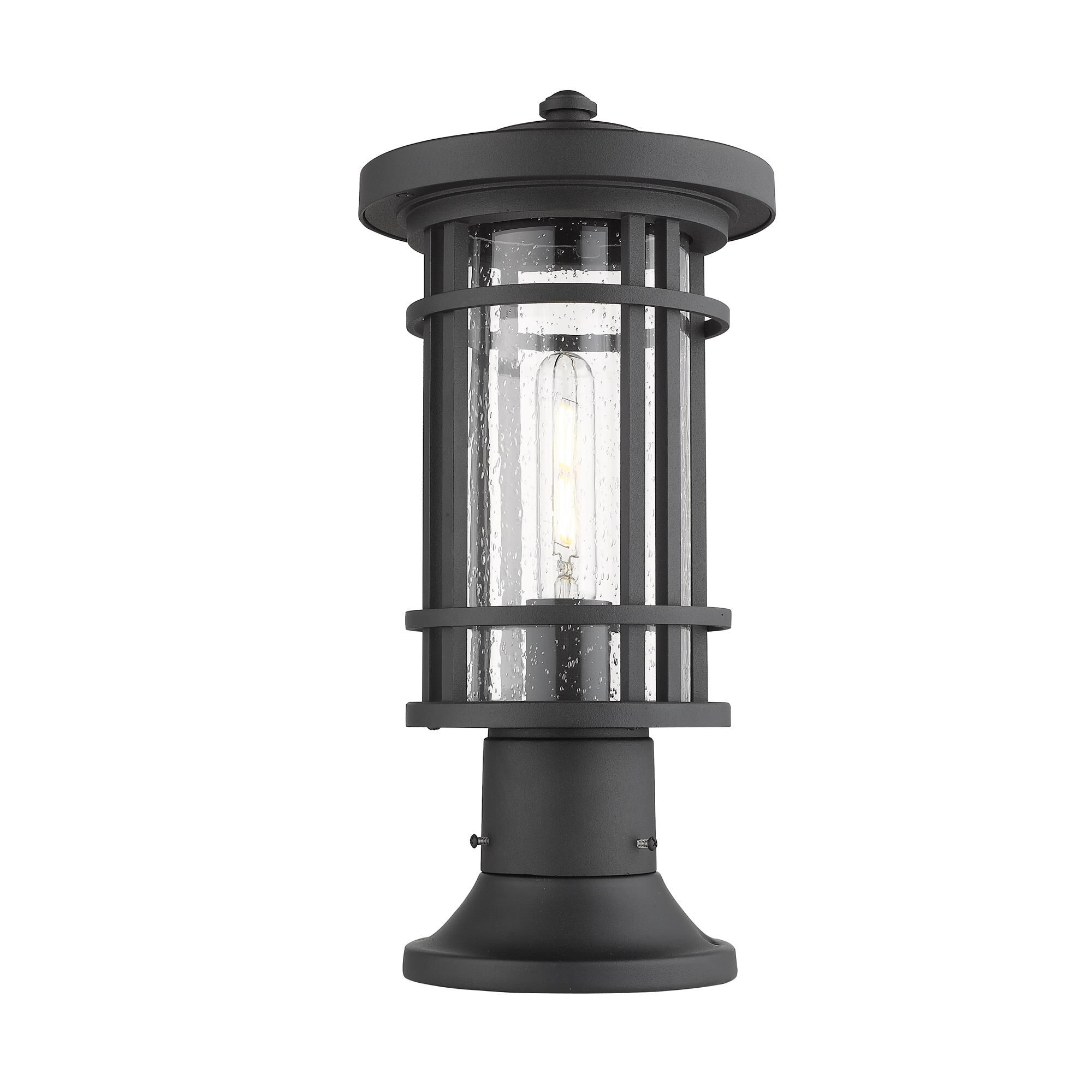 Shown in Black finish and Glass shade