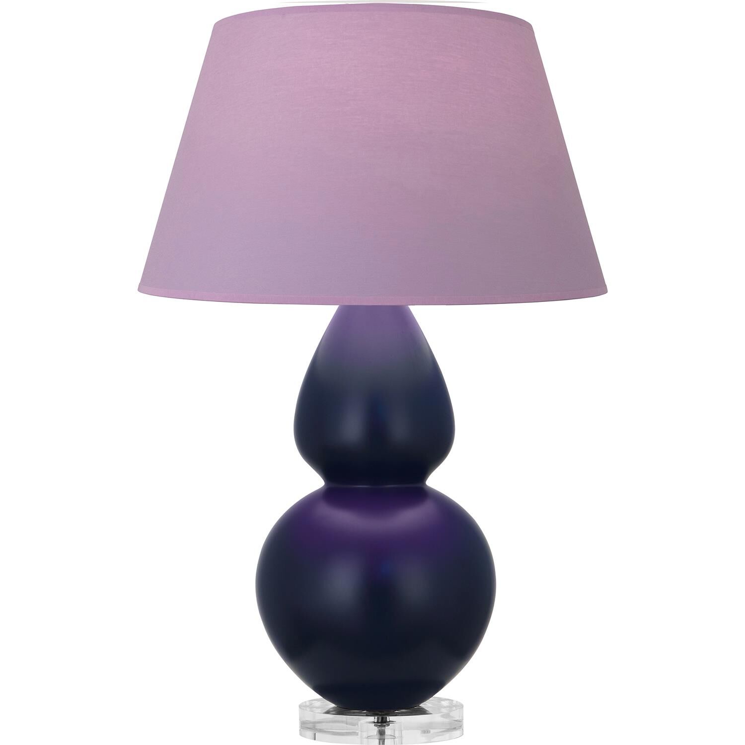 Shown in Matte Midnight Blue finish and Lavender and Plum shade and Lucite accent
