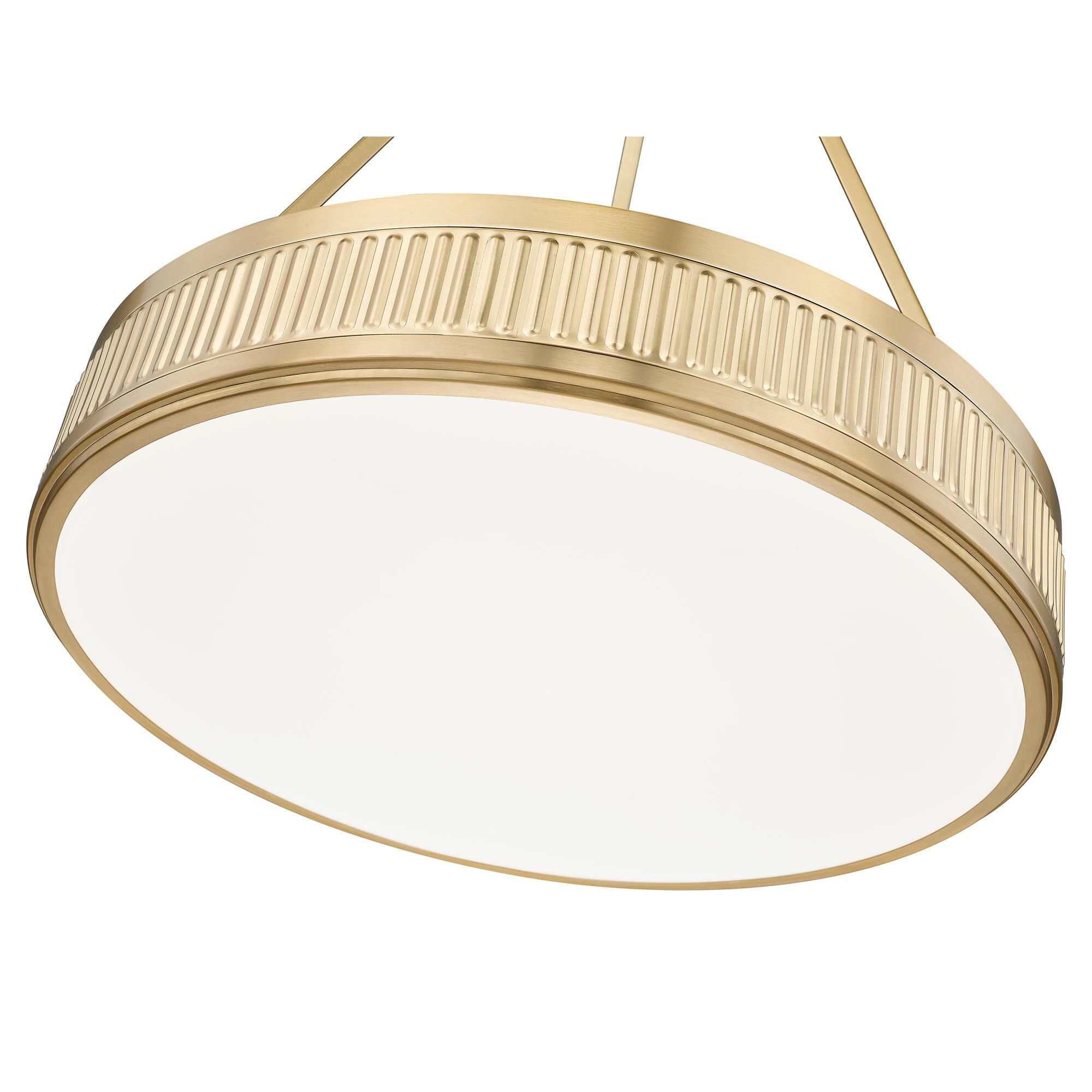 Shown in Modern Gold finish and White glass