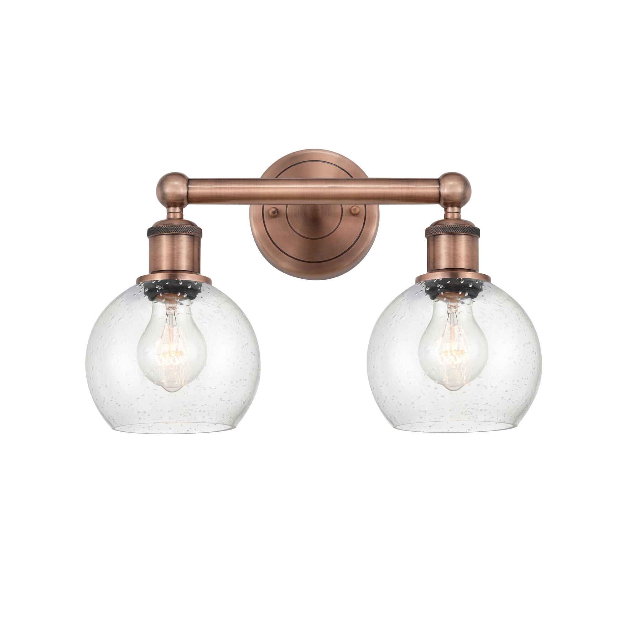 Shown in Antique Copper finish and Seedy glass
