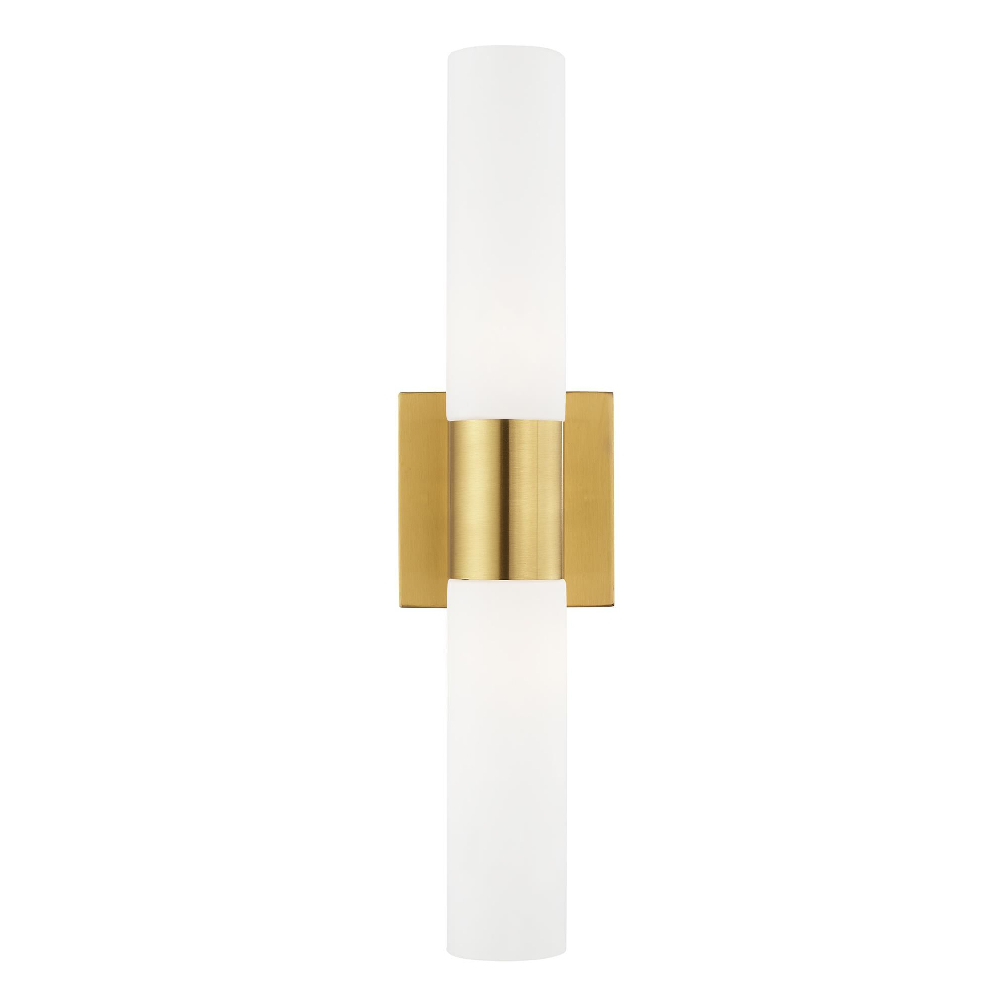 Shown in Satin Brass finish and Hand Blown Satin Opal White Twist Lock glass
