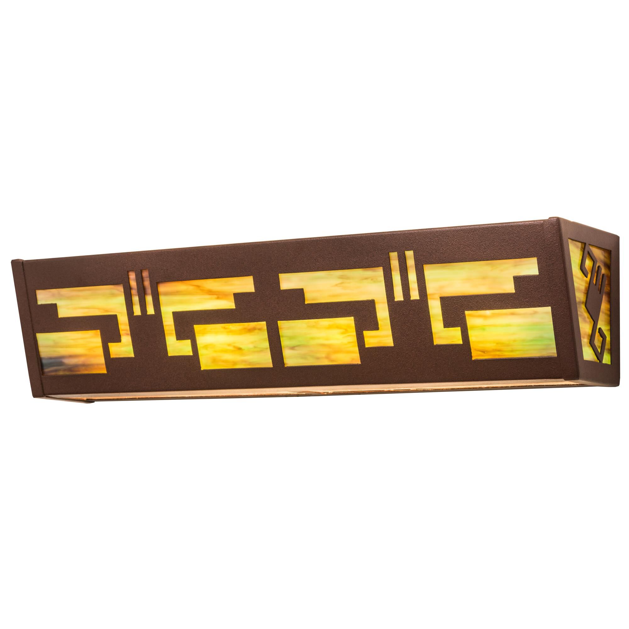 Shown in Rust Finish finish and Green glass