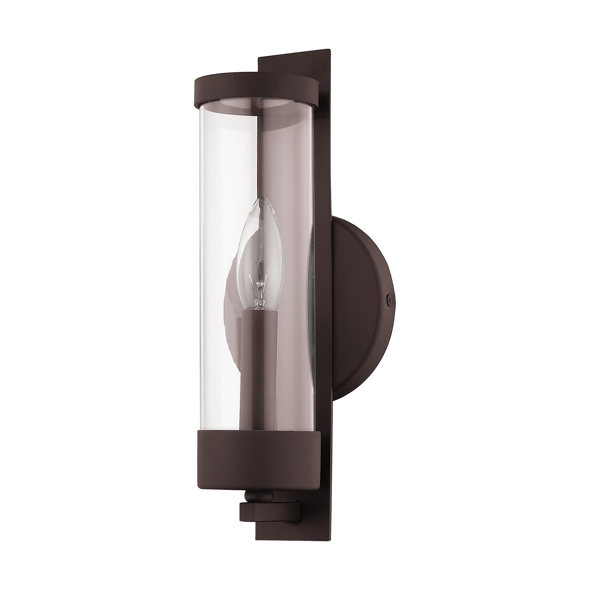 Shown in Bronze finish and Clear glass