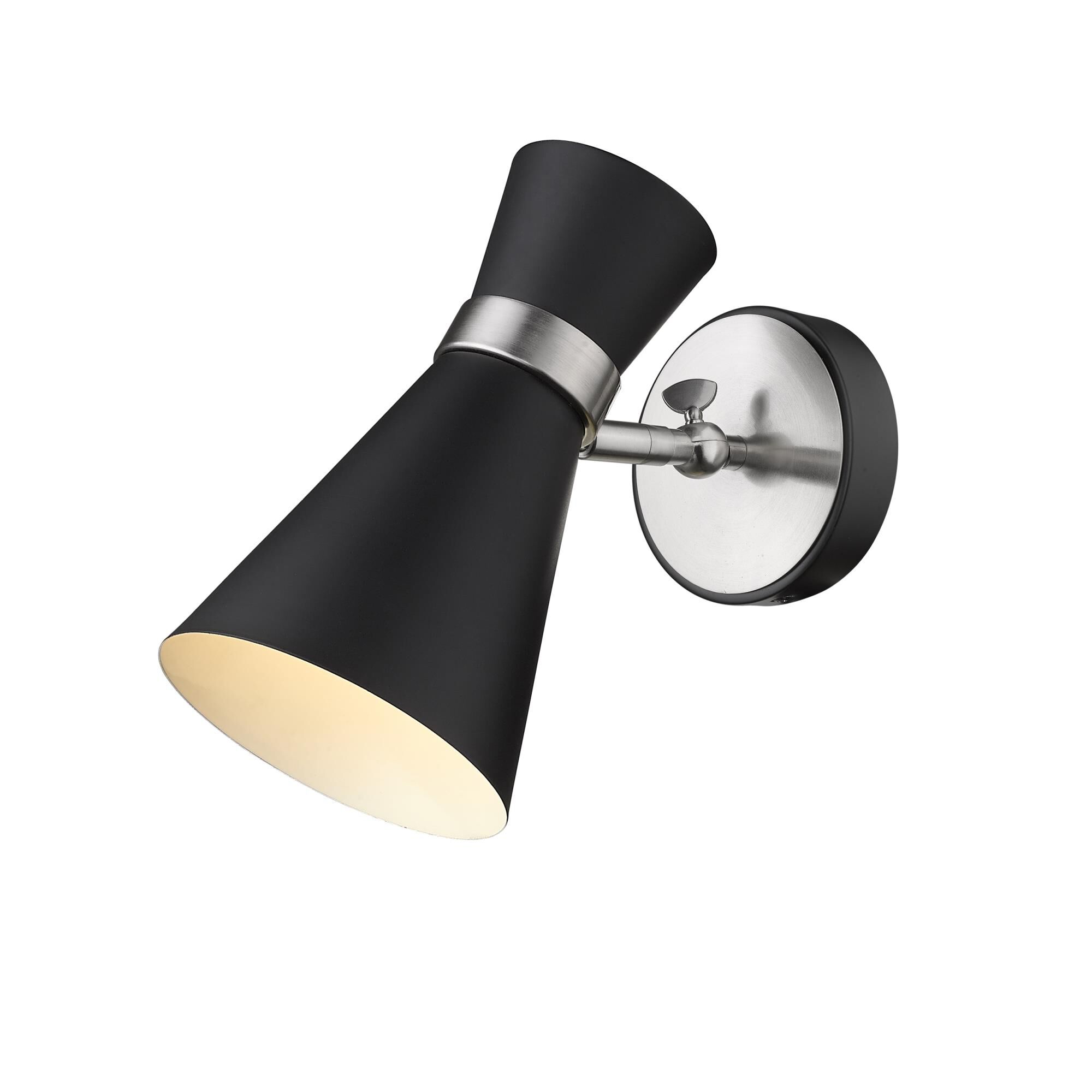 Shown in Matte Black + Brushed Nickel finish and Metal glass and Metal shade