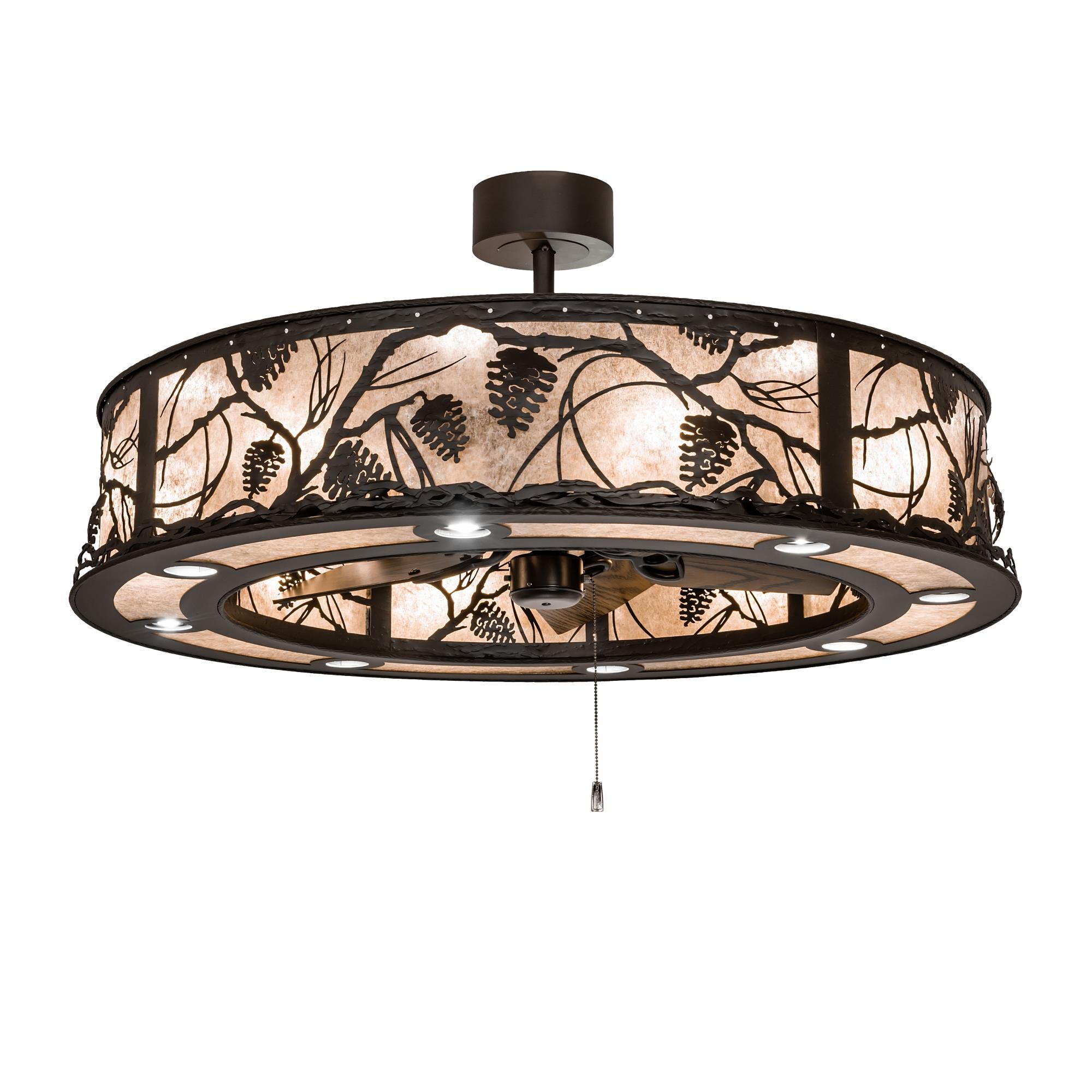 Shown in Oil Rubbed Bronze finish and Silver Mica glass