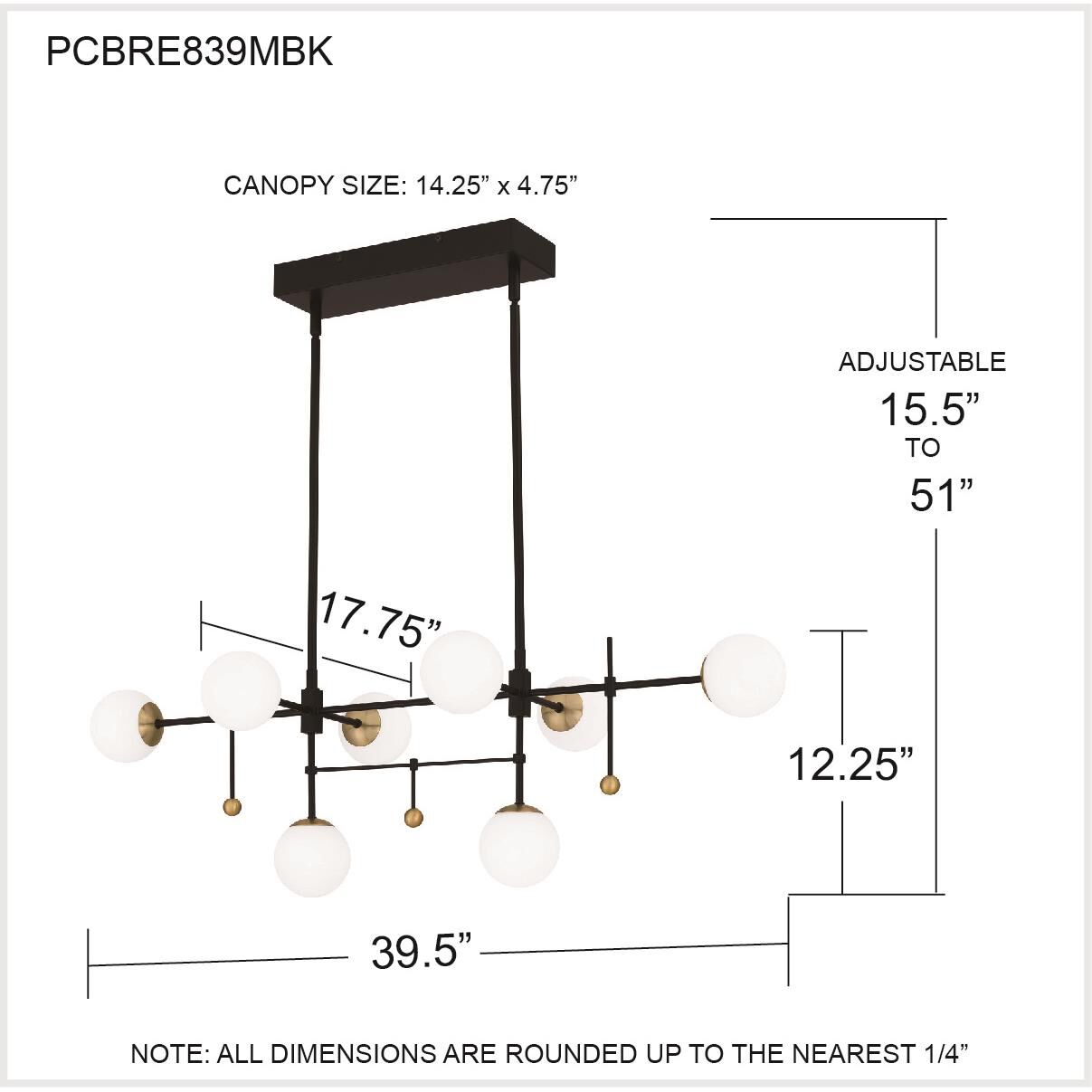 Blaire 39 Inch 8 Light LED Linear Suspension Light by Quoizel