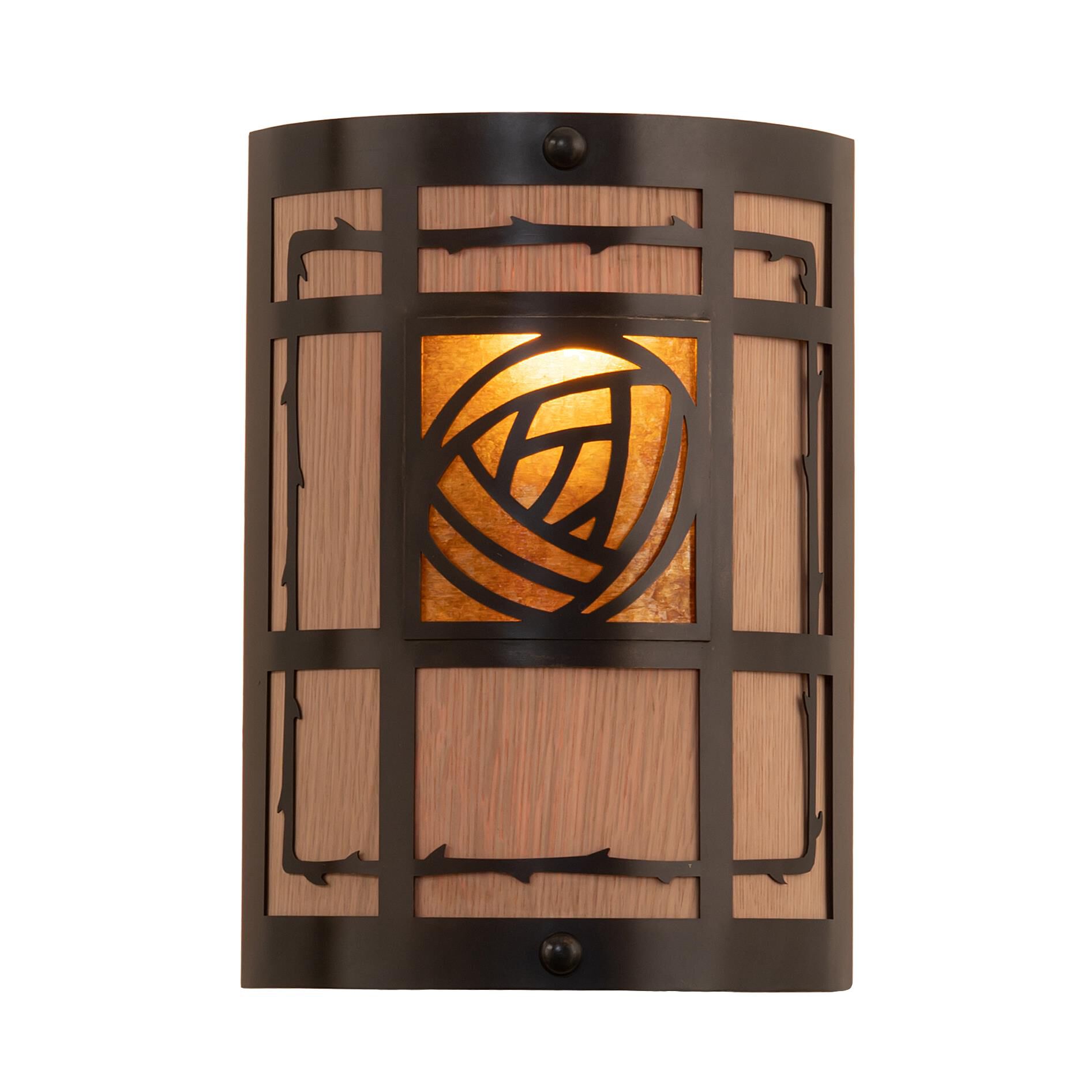 Shown in Craftsman Brown Finish finish and Amber Mica;Silver Mica glass