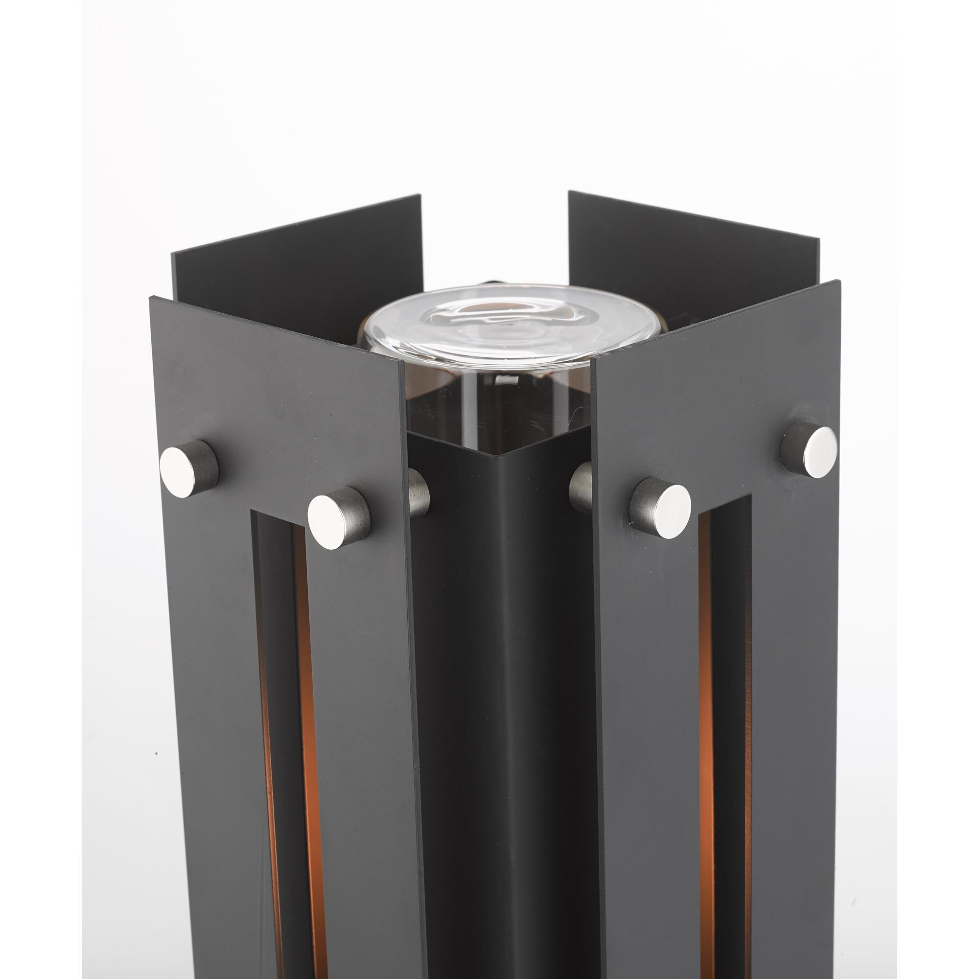 Shown in Black With Brushed Nickel Accents finish and Clear glass and Clear Glass shade