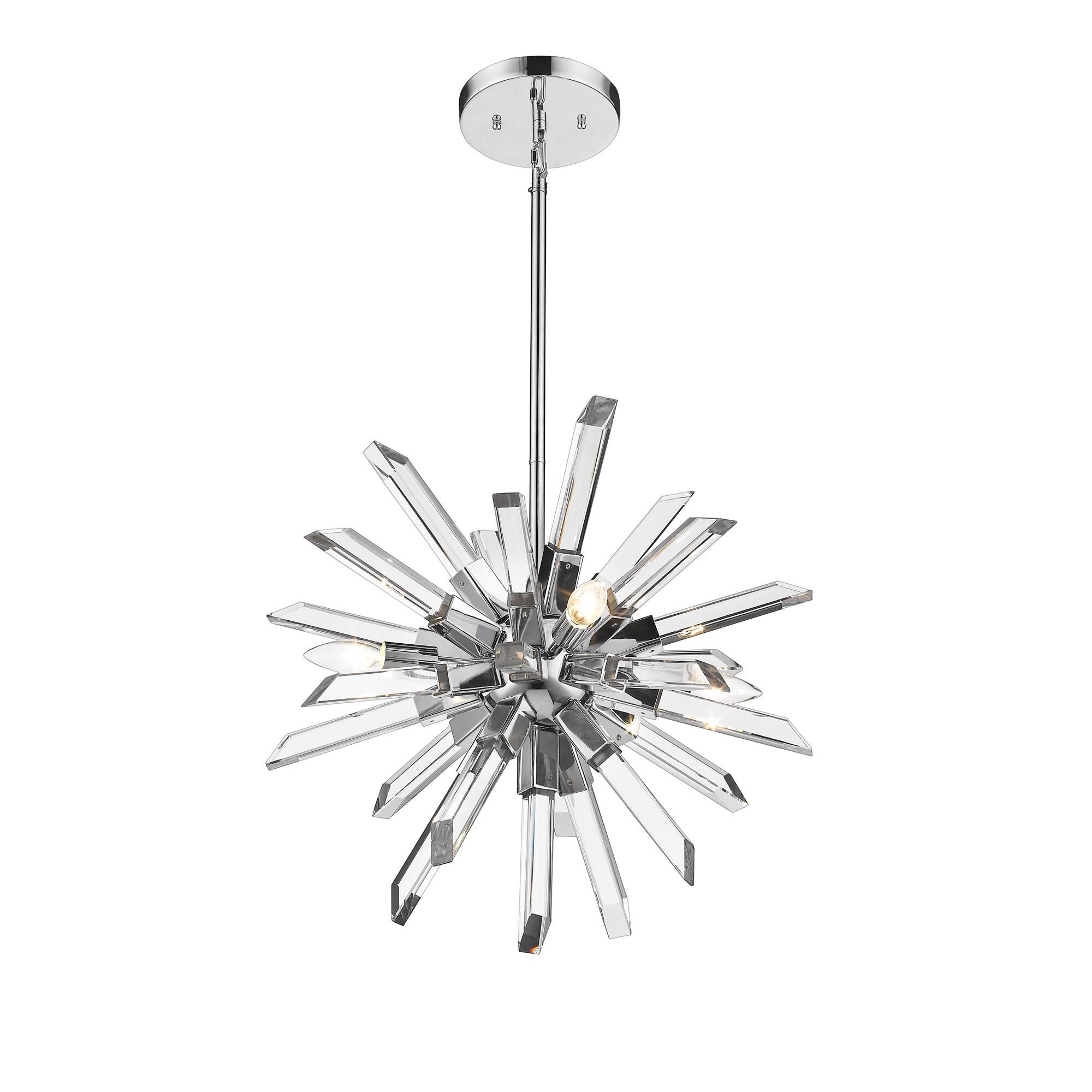 Shown in Chrome finish and Crystal glass and Crystal shade