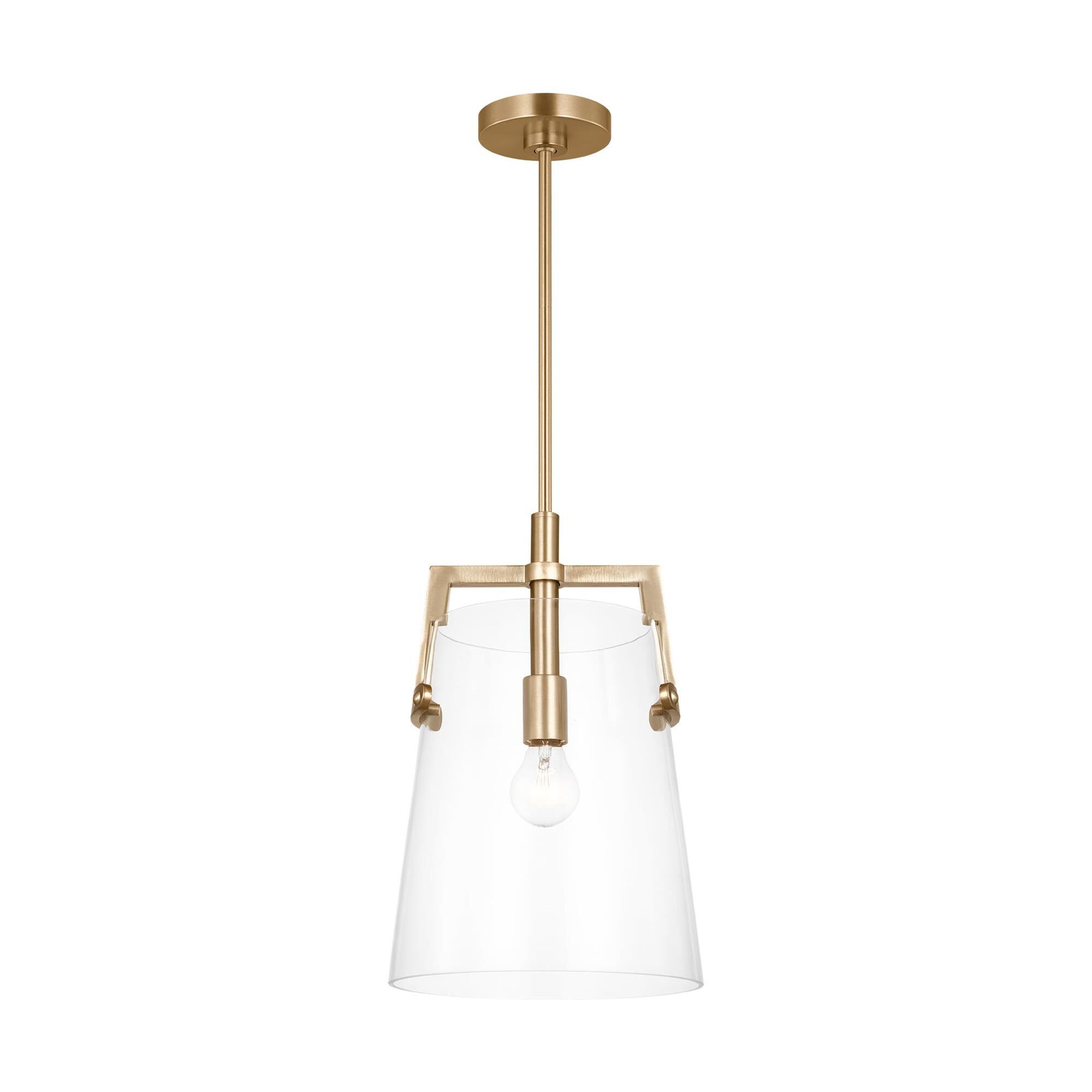 Shown in Satin Brass finish and Clear glass