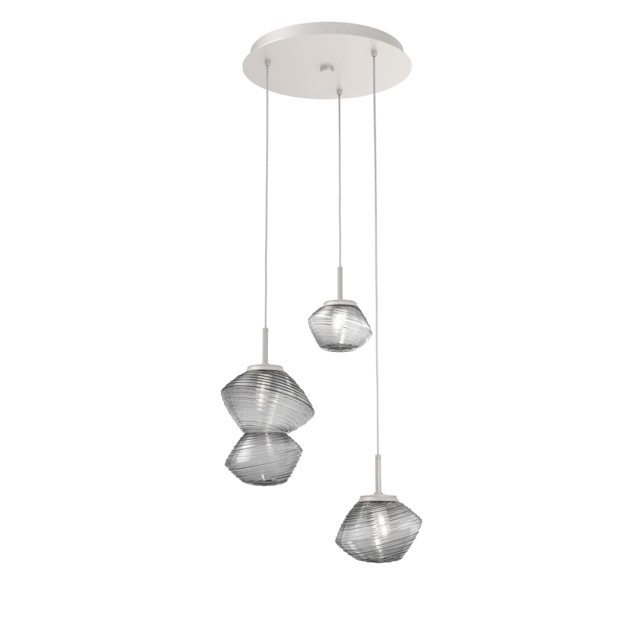 Shown in Beige Silver finish and Smoke Blown glass