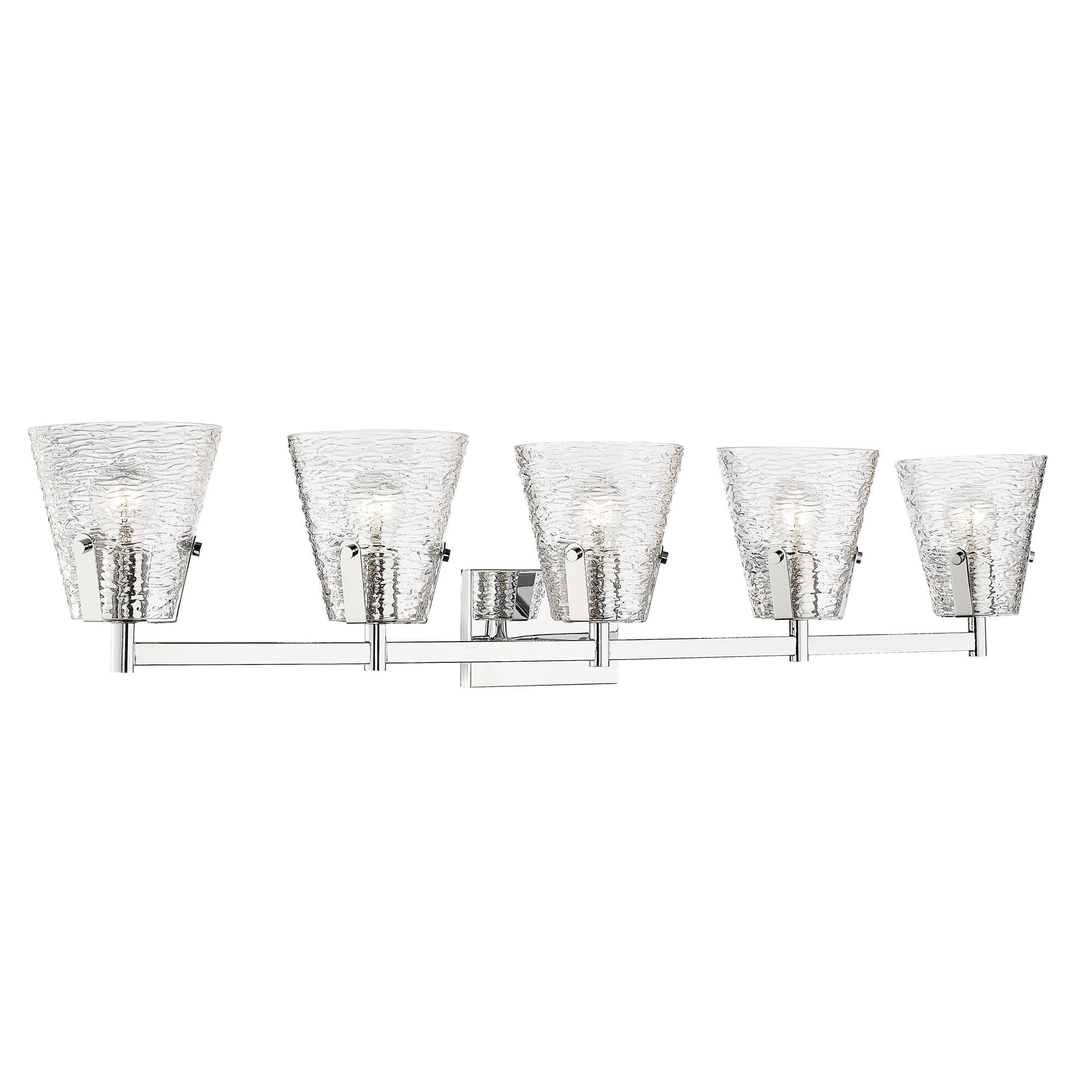 Shown in Chrome finish and Clear Ribbed glass
