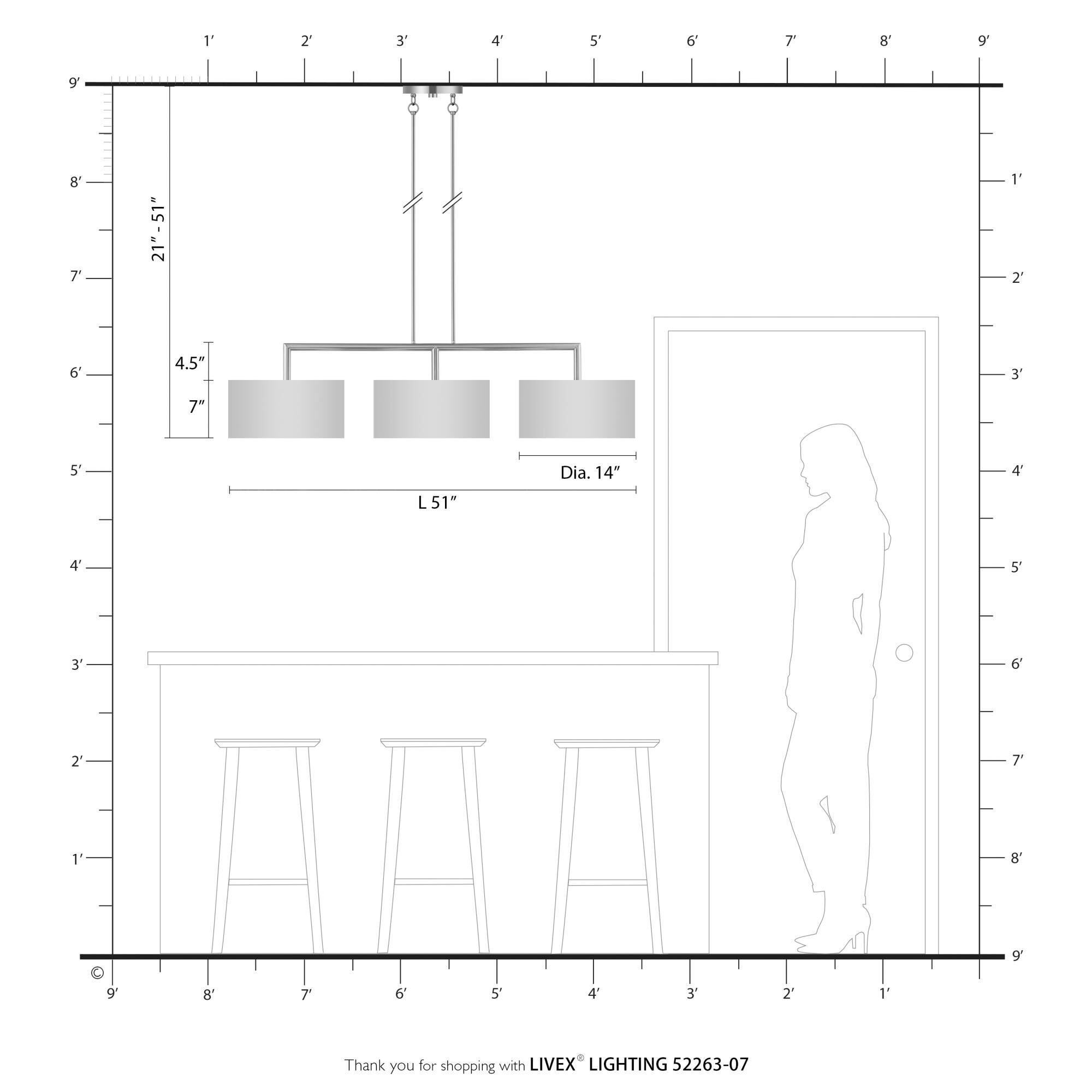 Bellingham 51 Inch Linear Suspension Light by Livex Lighting