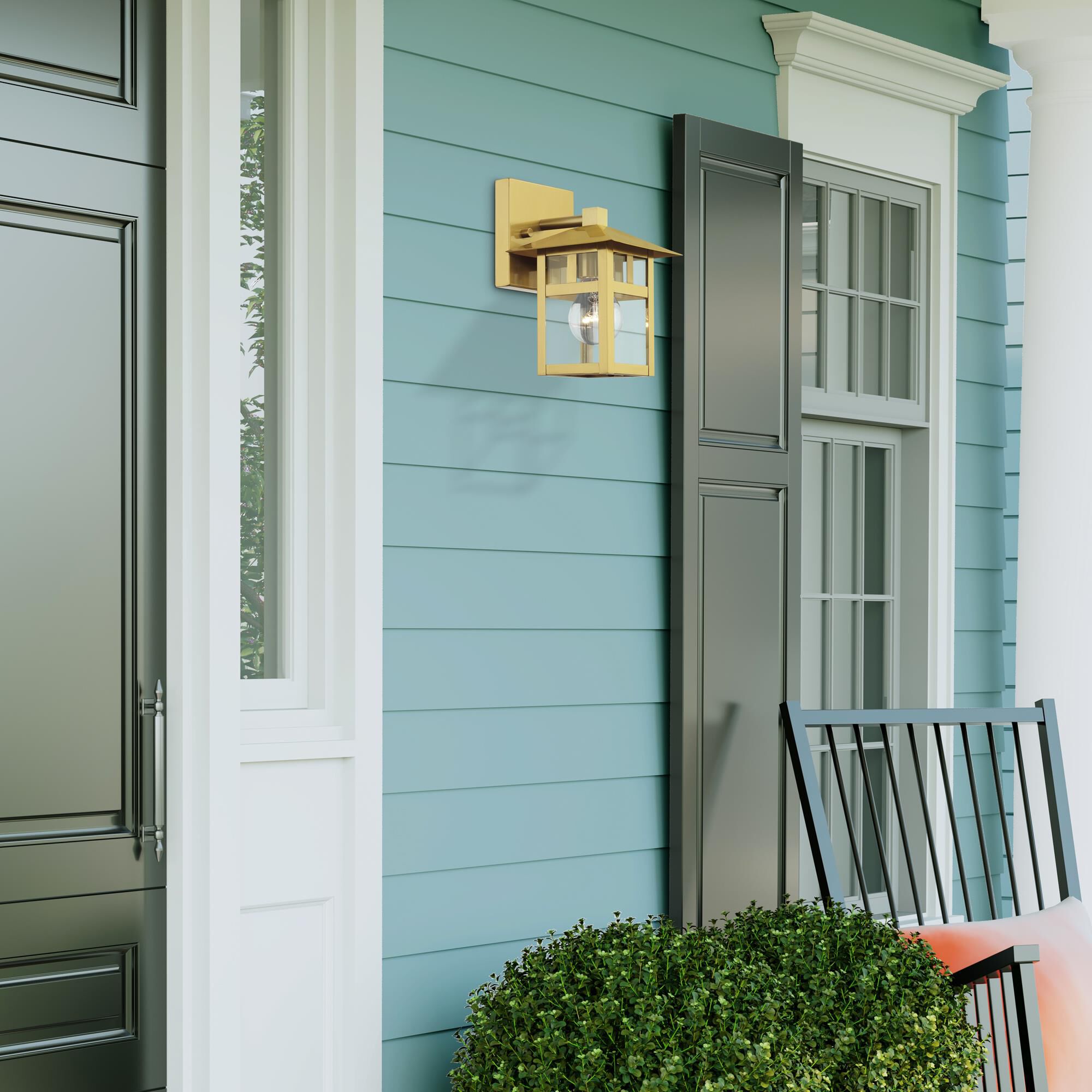 Shown in Satin Gold finish and Clear glass