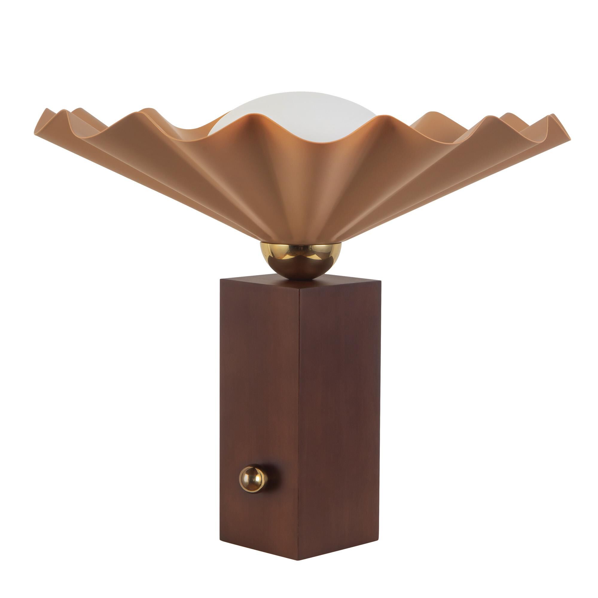 Shown in Peach finish and Matte Opal glass