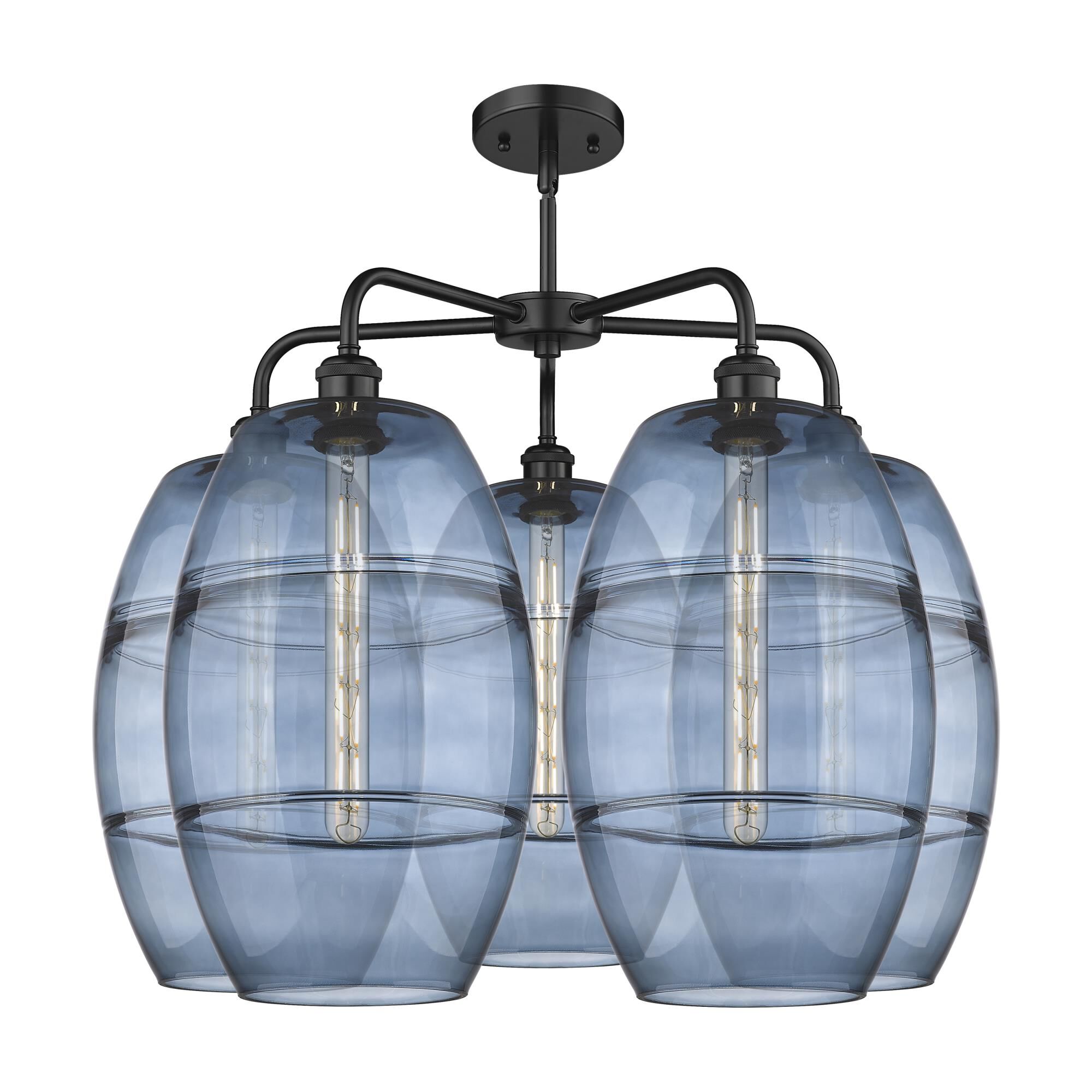 Shown in Matte Black finish and Princess Blue glass